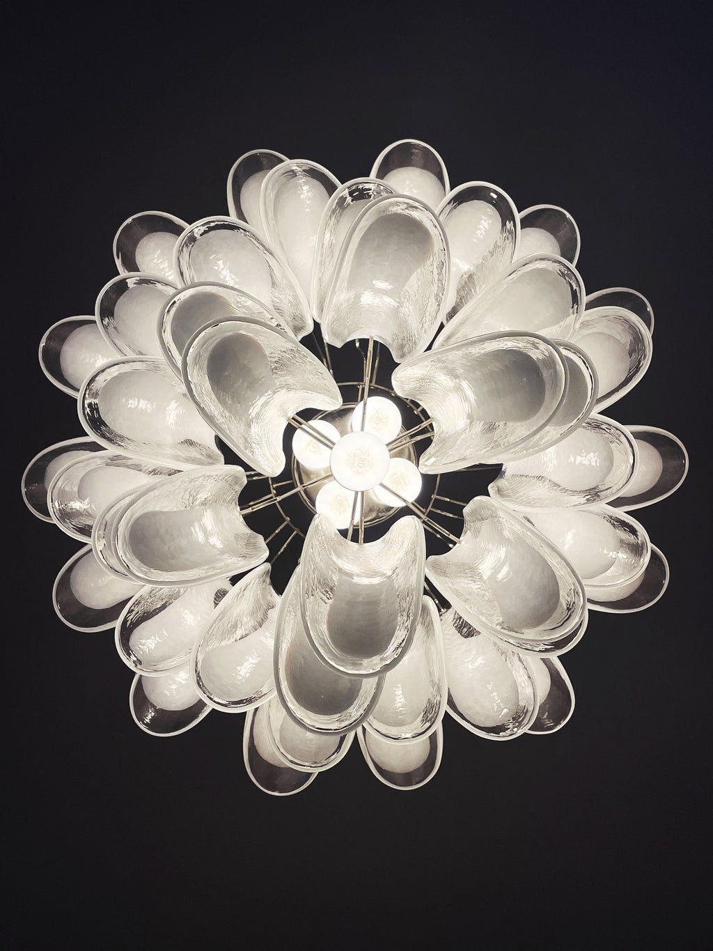 Mid-Century Murano Chandelier | Punto di Luce |  41 Clear Petal Glass
