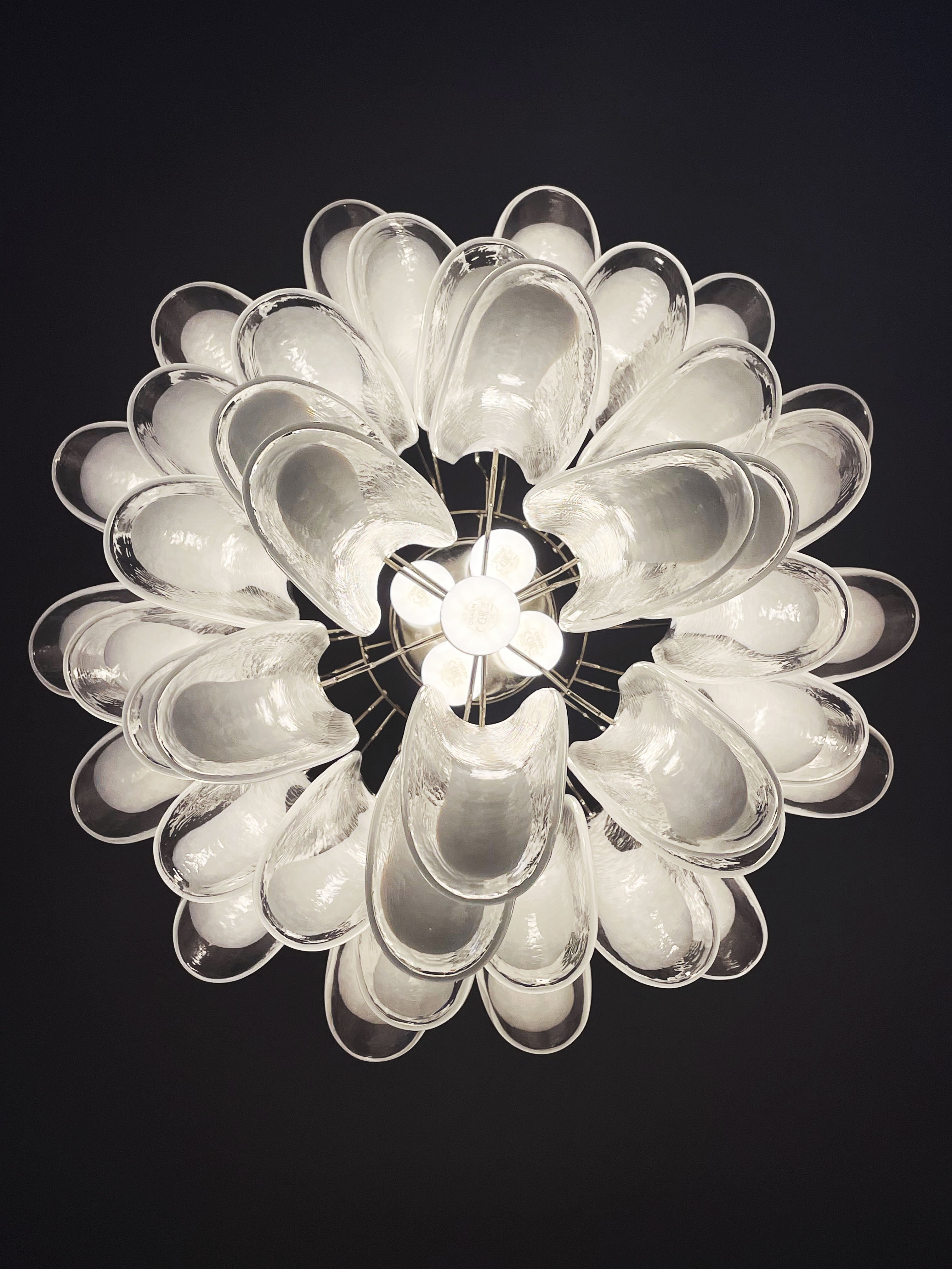Mid-Century Murano Chandelier | Punto di Luce |  41 Clear Petal Glass