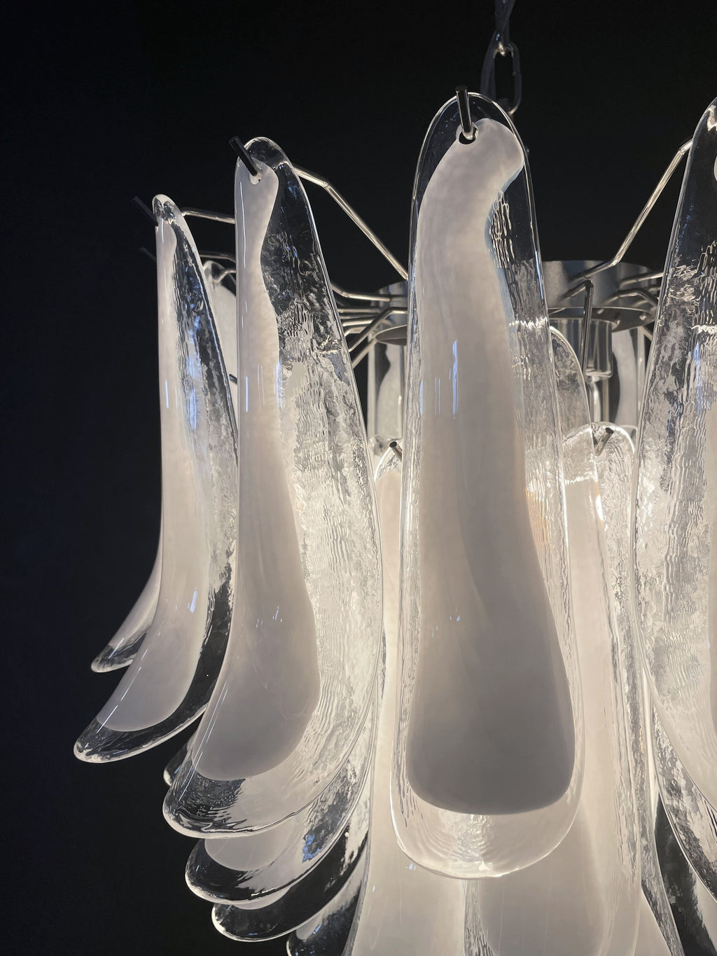 Mid-Century Murano Chandelier | Punto di Luce |  41 Clear Petal Glass