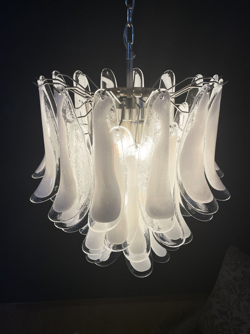 Mid-Century Murano Chandelier | Punto di Luce |  41 Clear Petal Glass