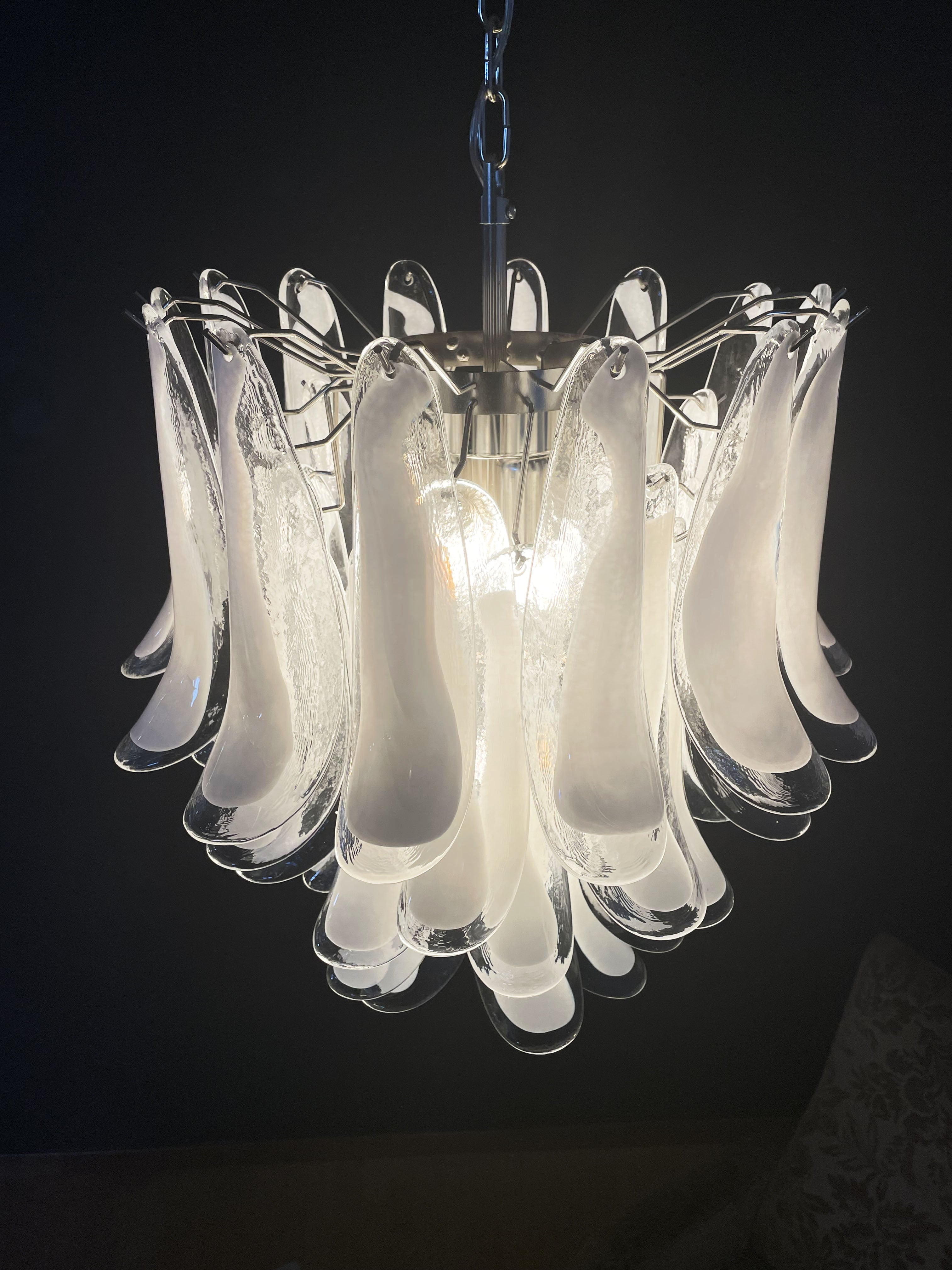 Mid-Century Murano Chandelier | Punto di Luce |  41 Clear Petal Glass