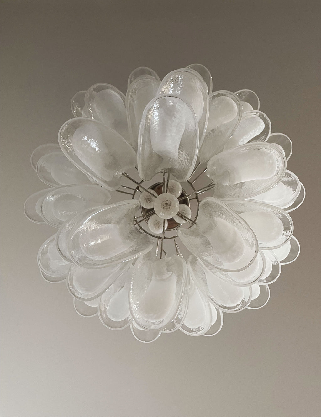 Mid-Century Murano Chandelier | Punto di Luce |  41 Clear Petal Glass