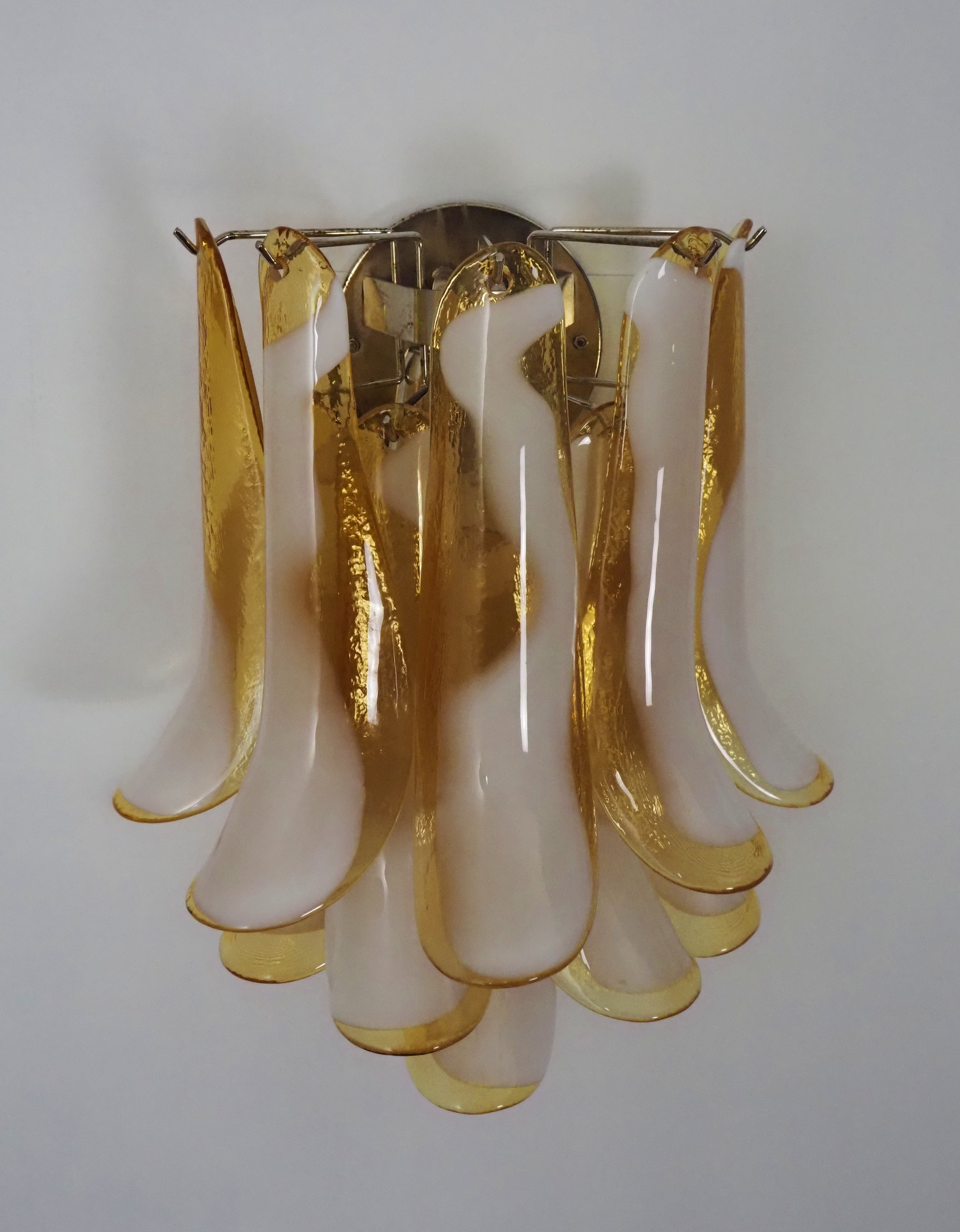 Mid-Century Murano Wall Lamp | Punto di Luce |  10 Caramel-Colored Petal-Glass | Punto di Luce |  1 Pair