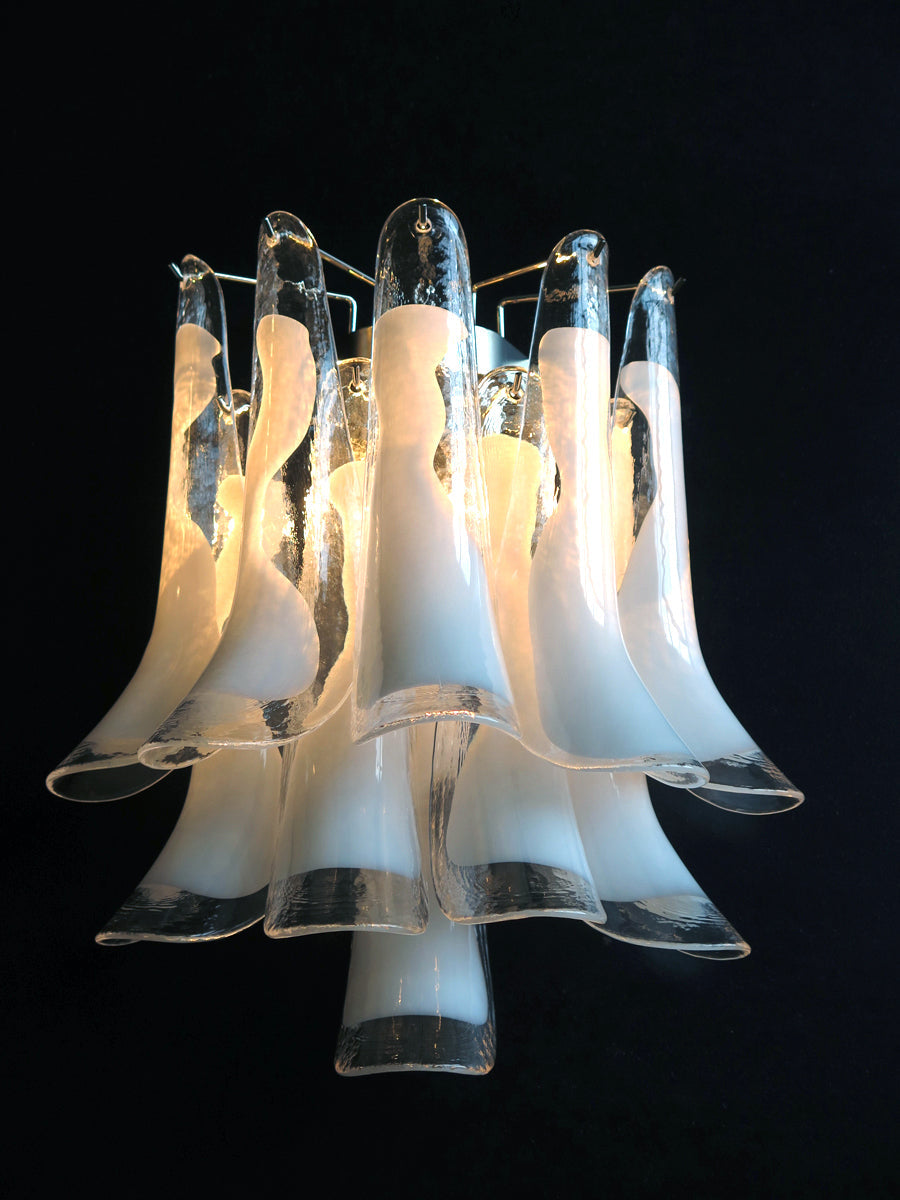 Mid-Century Murano Wall Lamp | Punto di Luce |  10 White Petal Glass | Punto di Luce |  1 Pair