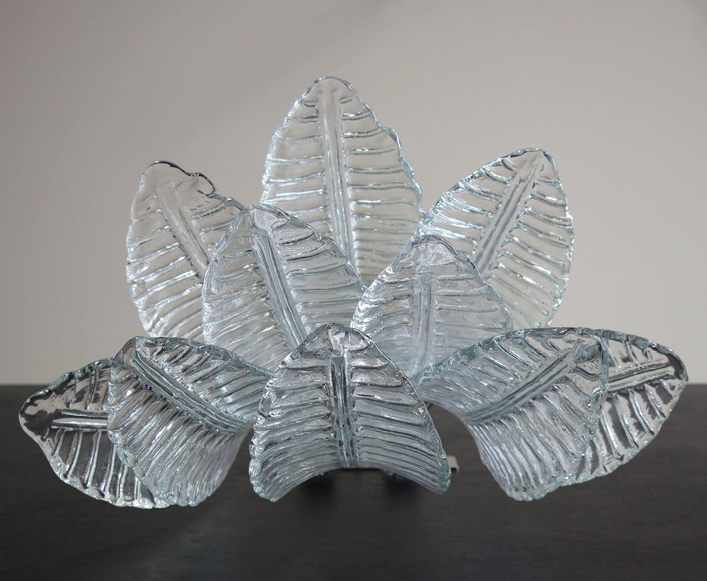 Mid-Century Murano Wall Lamp | Punto di Luce |  10 Clear Felci Glass | Punto di Luce |  1 Pair