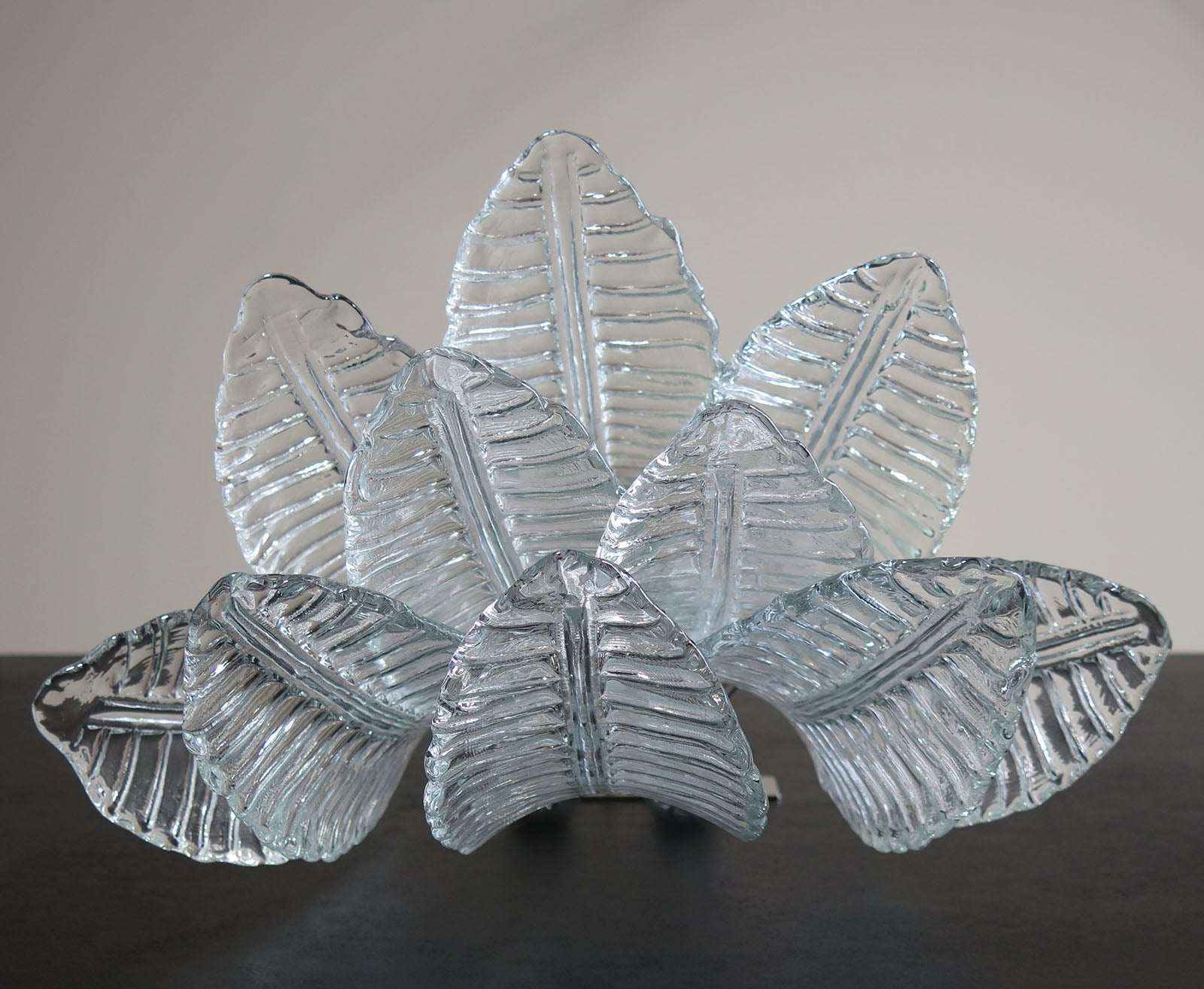 Mid-Century Murano Wall Lamp | Punto di Luce |  10 Clear Felci Glass | Punto di Luce |  1 Pair