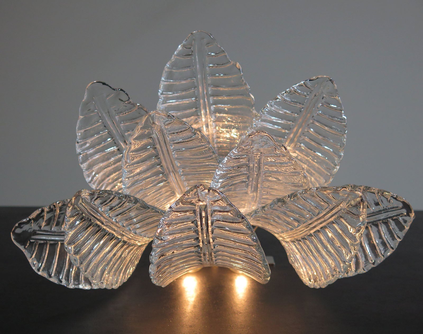 Mid-Century Murano Wall Lamp | Punto di Luce |  10 Clear Felci Glass | Punto di Luce |  1 Pair