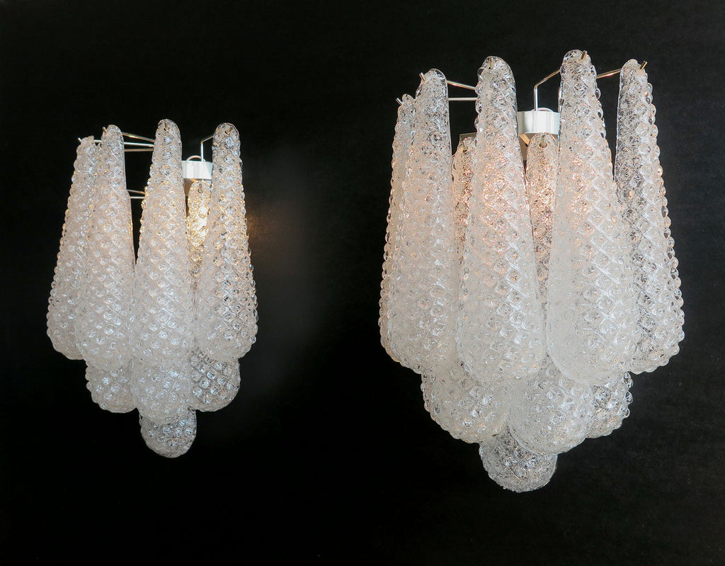 Mid-Century Murano Wall Lamp | Punto di Luce |  10 Clear Drop Glasses | Punto di Luce |  1 Pair