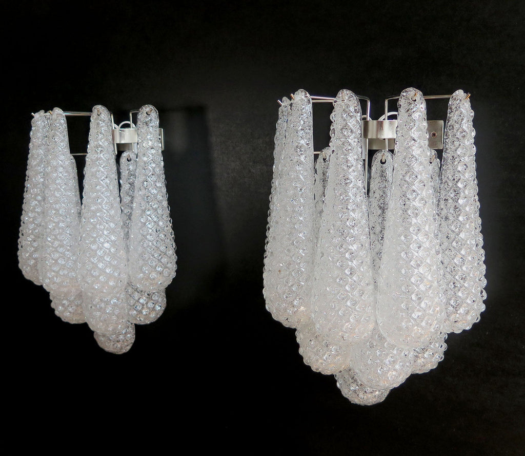Mid-Century Murano Wall Lamp | Punto di Luce |  10 Clear Drop Glasses | Punto di Luce |  1 Pair