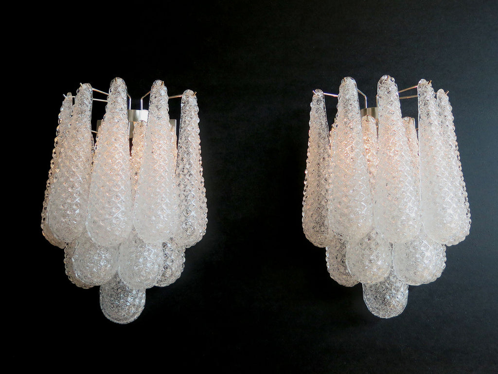 Mid-Century Murano Wall Lamp | Punto di Luce |  10 Clear Drop Glasses | Punto di Luce |  1 Pair