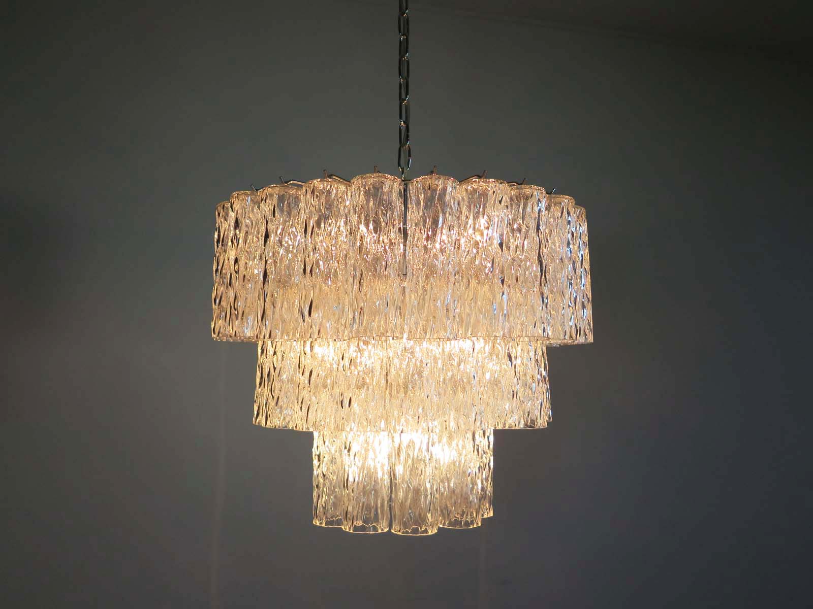 Mid-Century Murano Chandelier | Punto di Luce |  52 Clear Glass Tubes