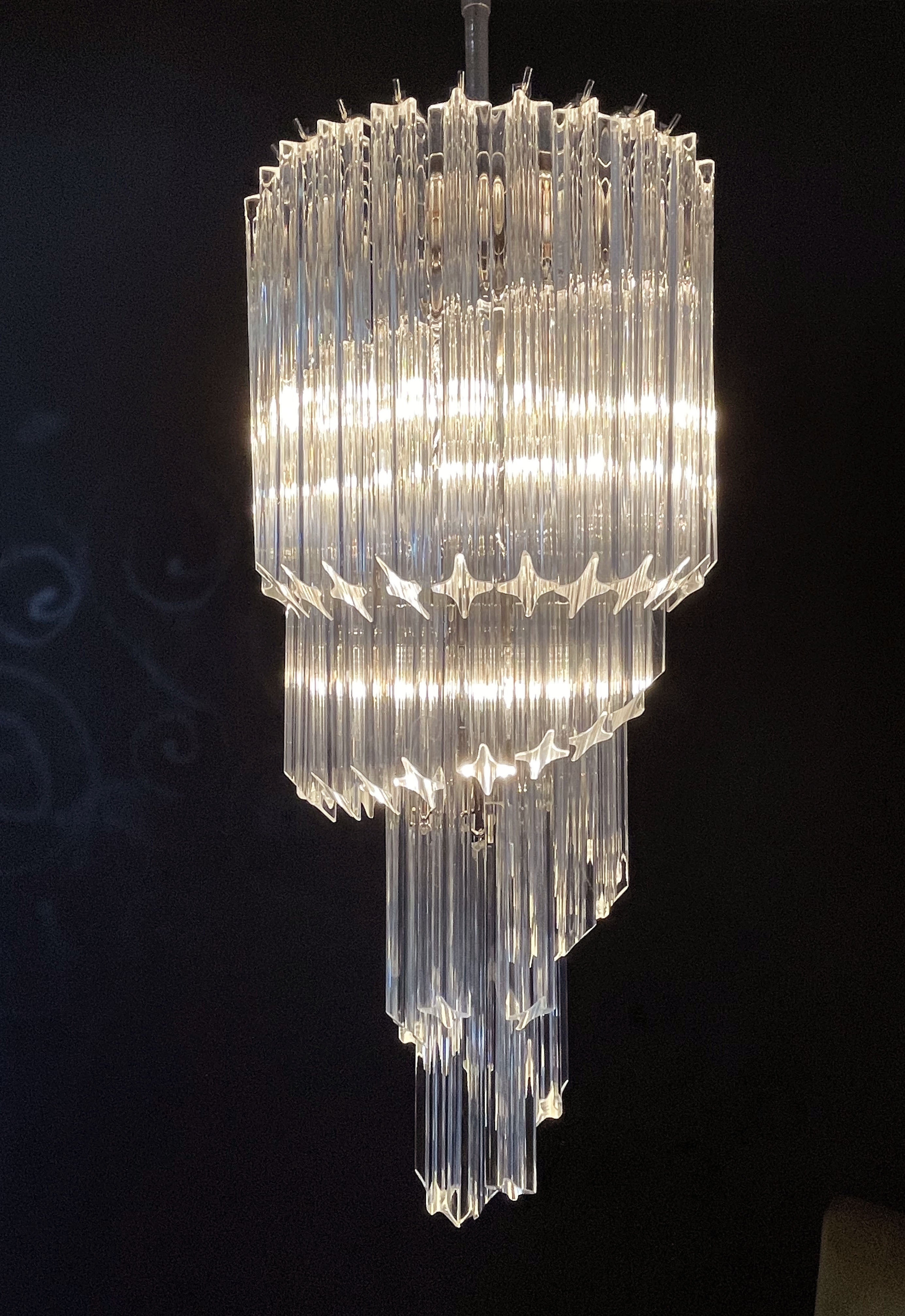 Mid-Century Murano Chandelier | Punto di Luce |  54 Clear Prism Glasses