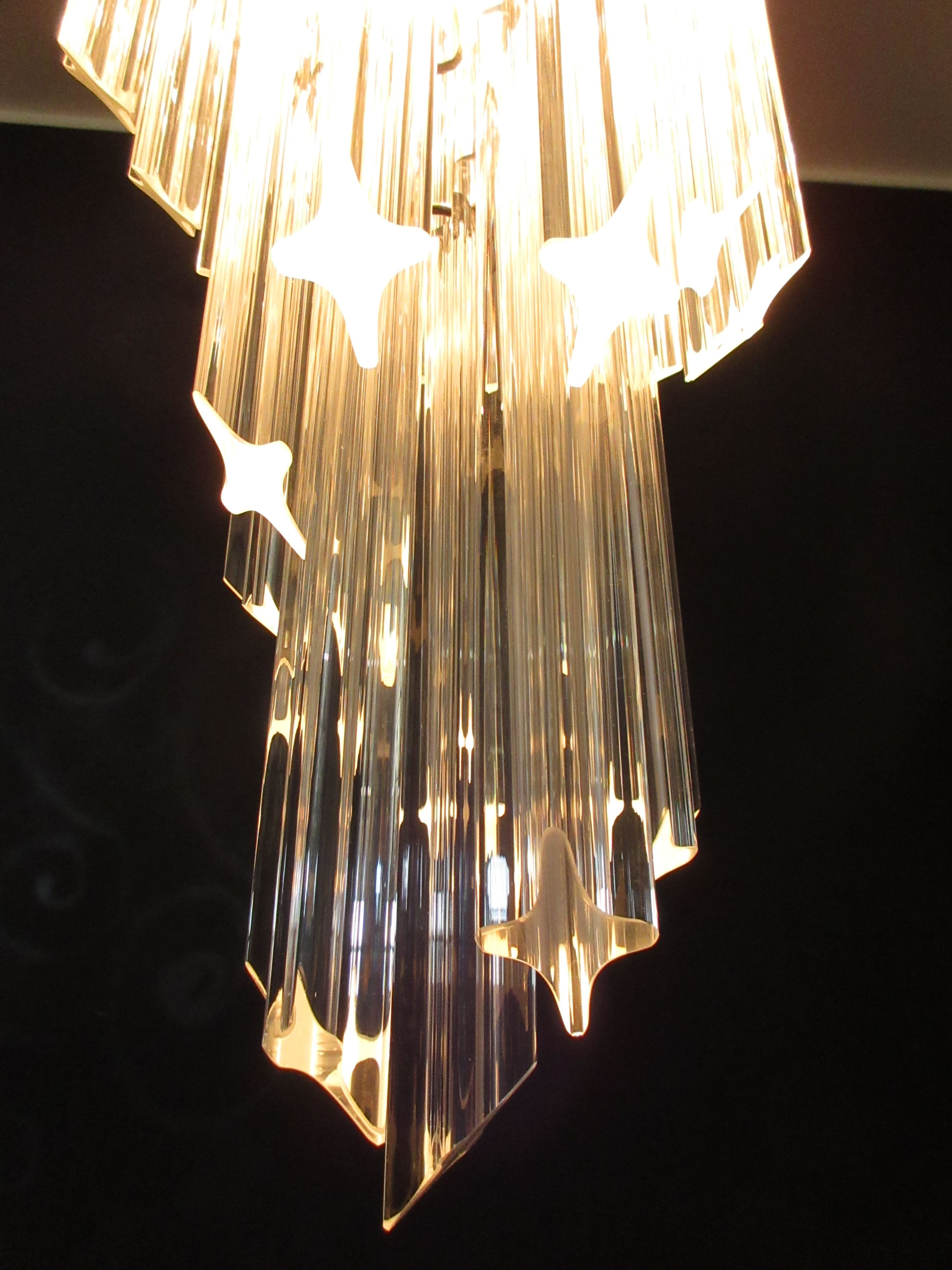 Mid-Century Murano Chandelier | Punto di Luce |  54 Clear Prism Glasses