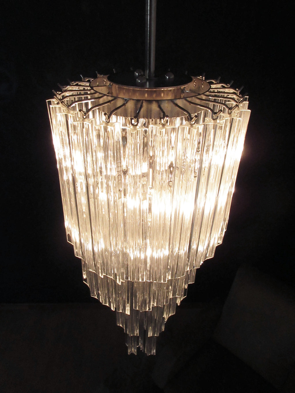 Mid-Century Murano Chandelier | Punto di Luce |  54 Clear Prism Glasses