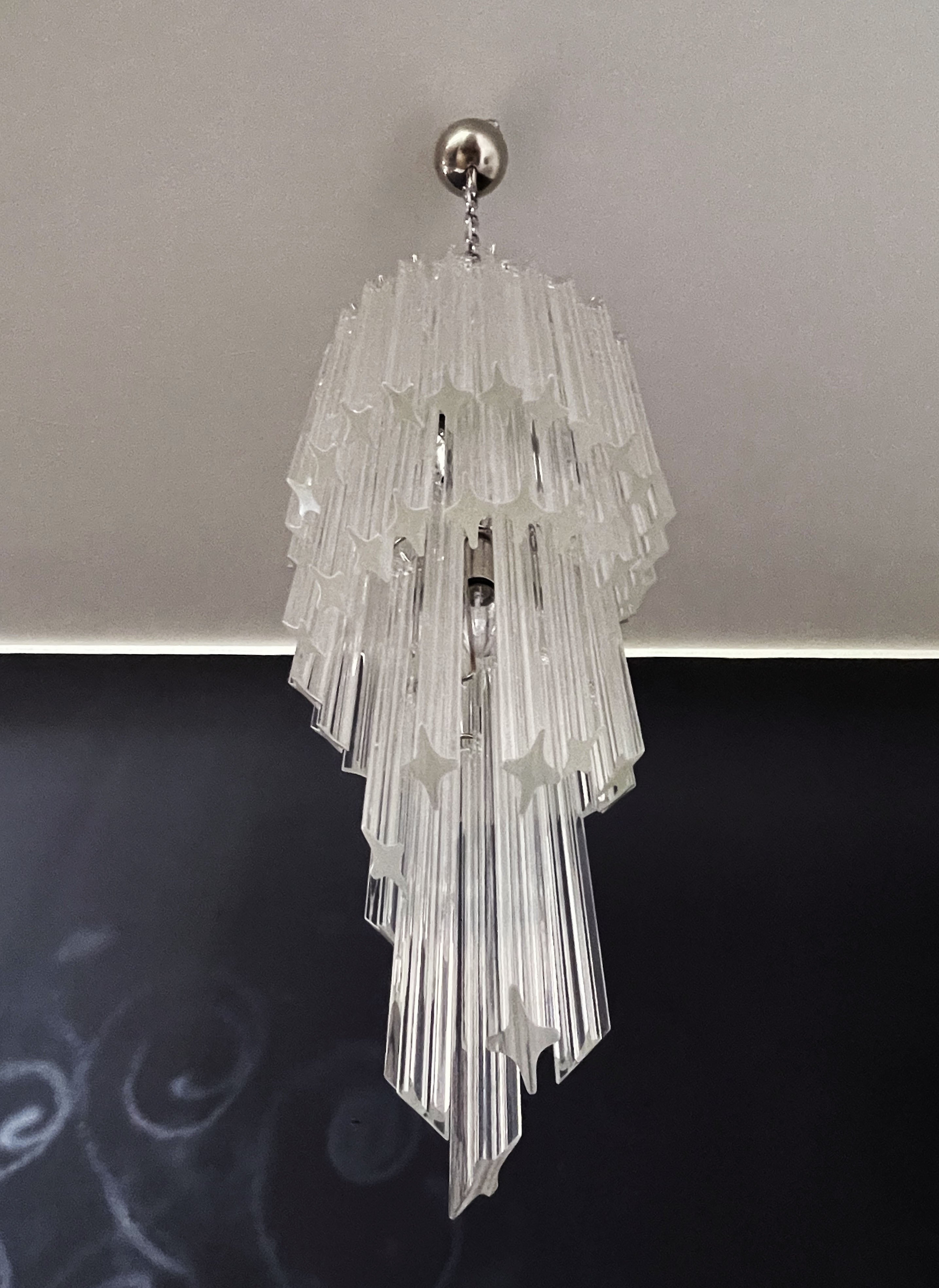 Mid-Century Murano Chandelier | Punto di Luce |  54 Clear Prism Glasses