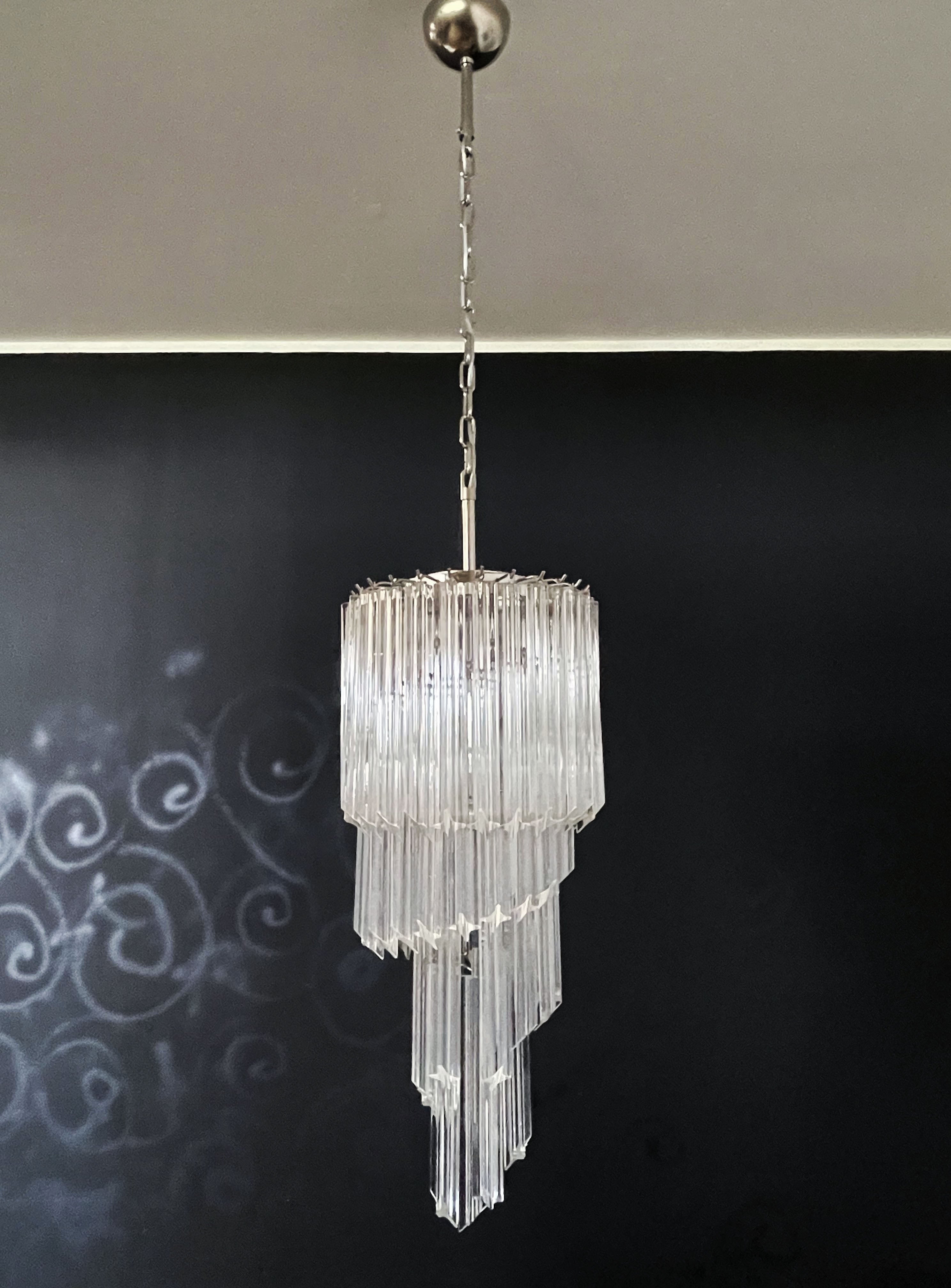 Mid-Century Murano Chandelier | Punto di Luce |  54 Clear Prism Glasses