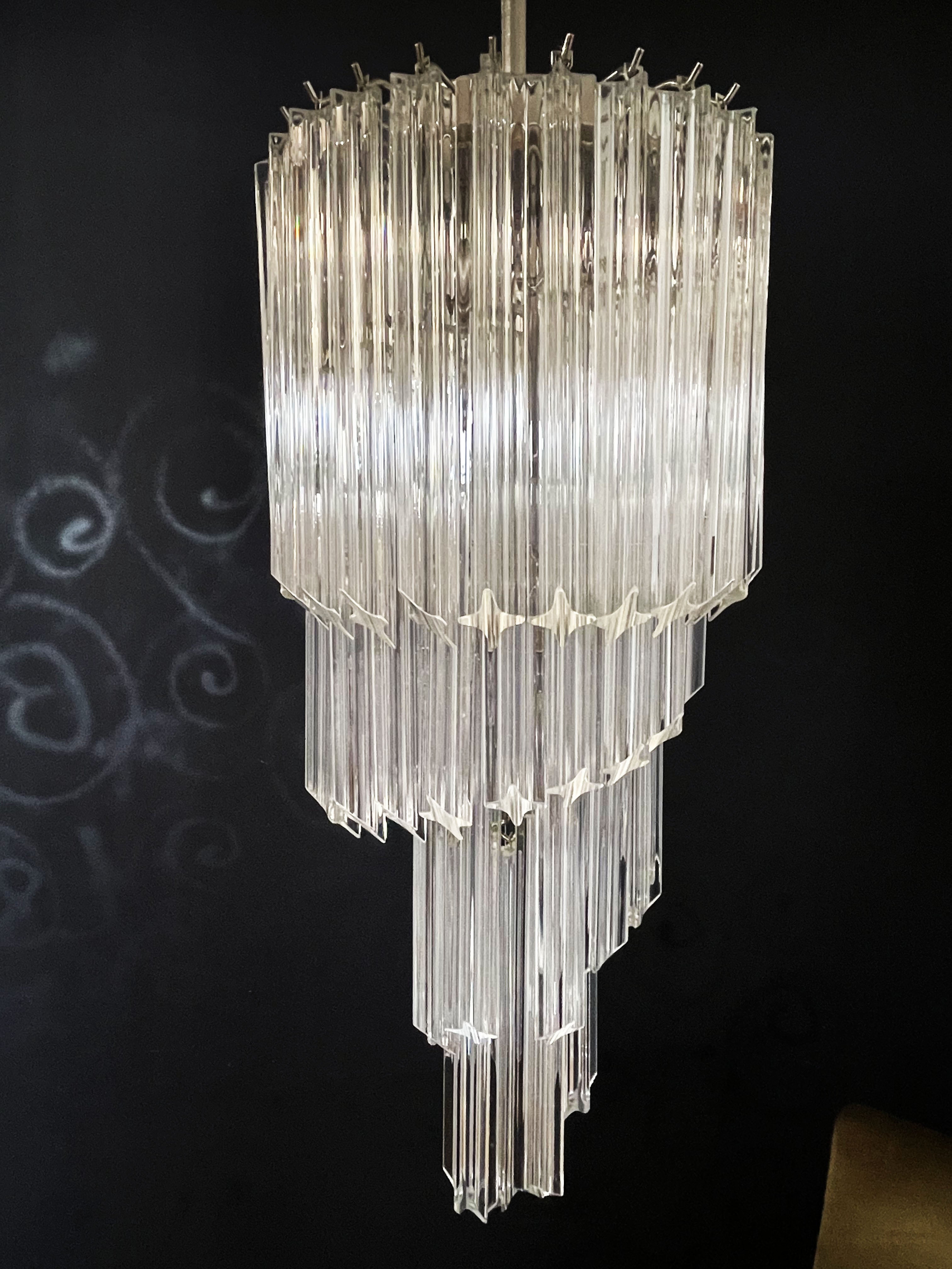 Mid-Century Murano Chandelier | Punto di Luce |  54 Clear Prism Glasses