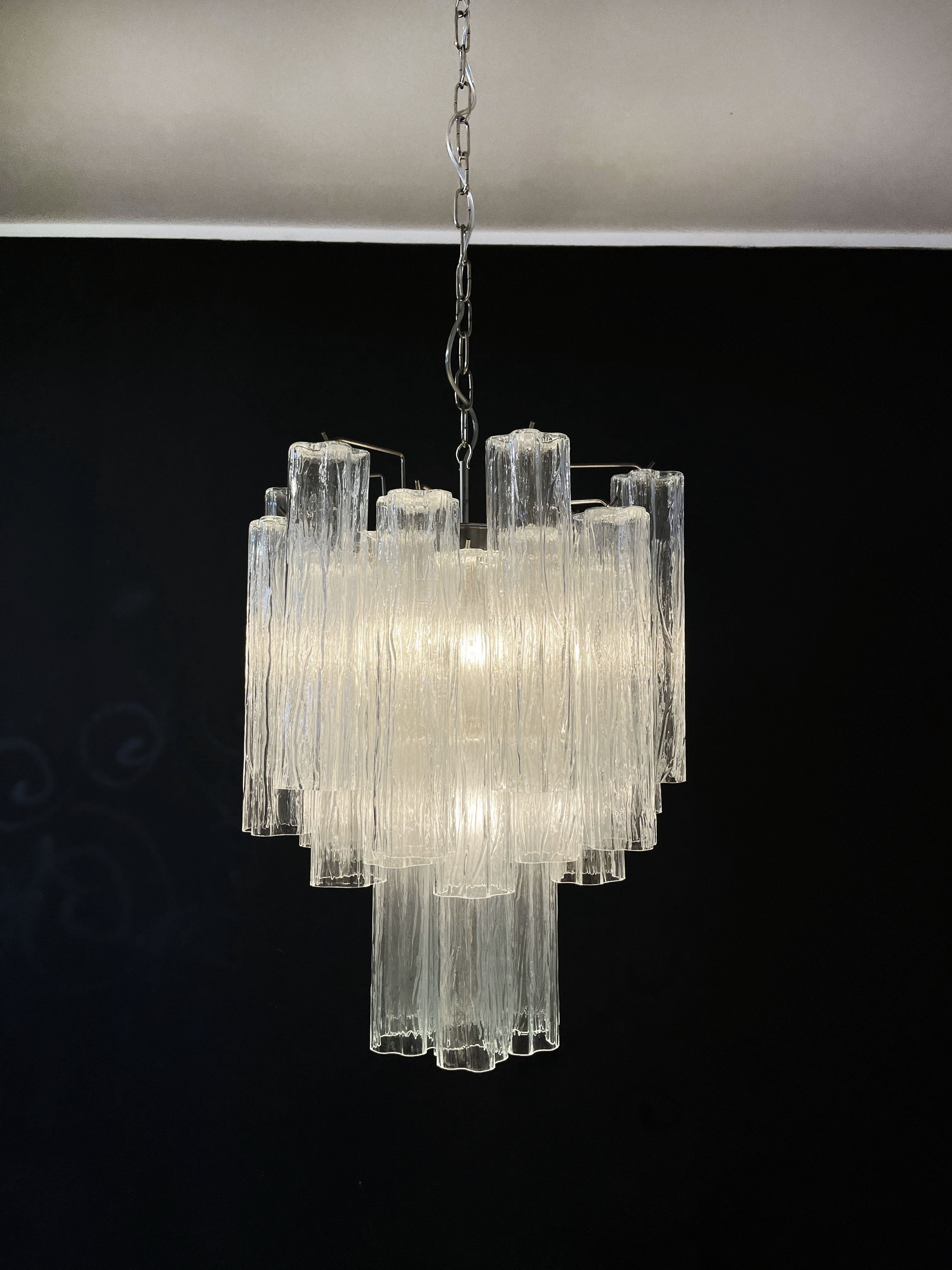 Mid-Century Murano Chandelier | Punto di Luce |  30 Clear Glass Tubes