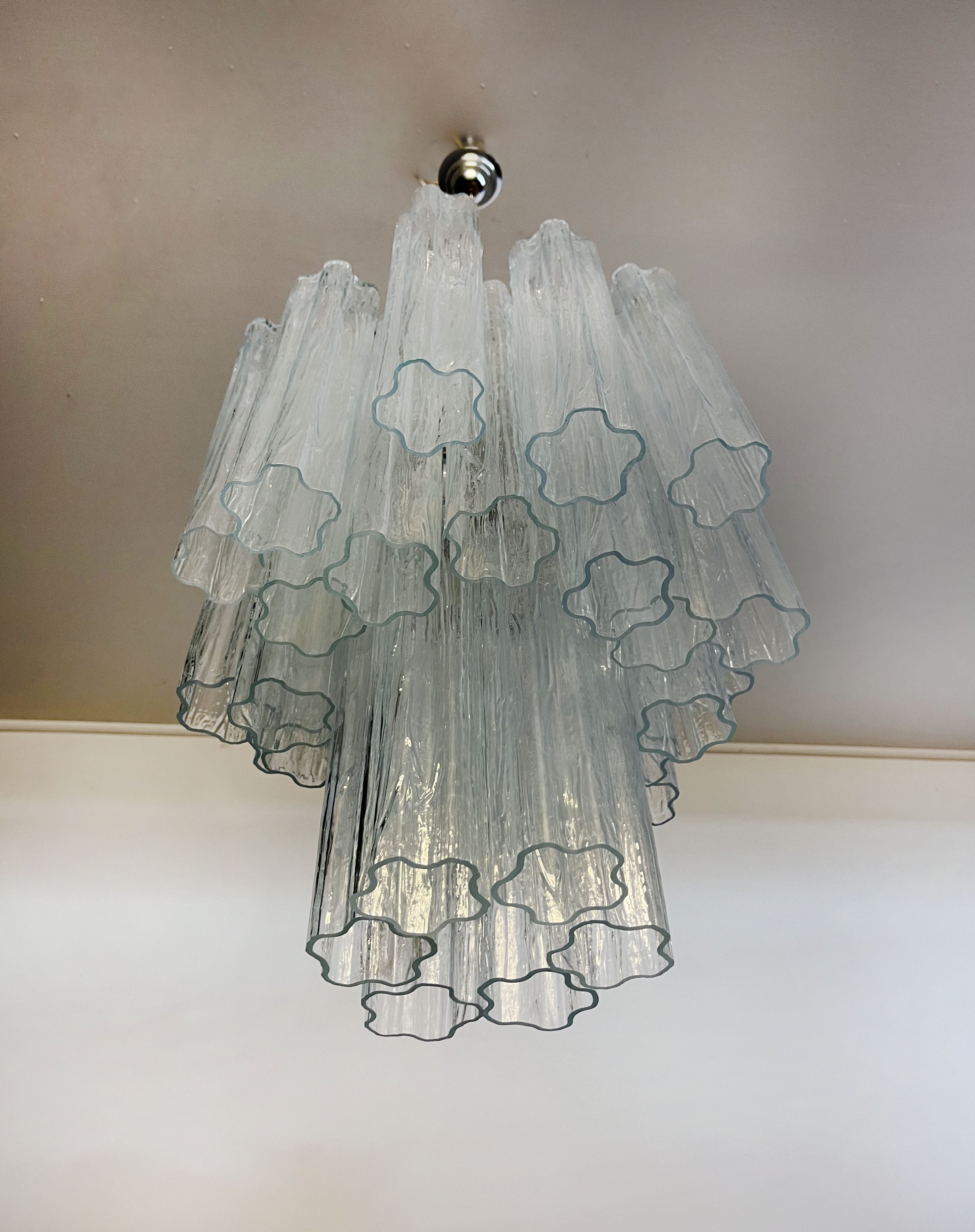 Mid-Century Murano Chandelier | Punto di Luce |  30 Clear Glass Tubes