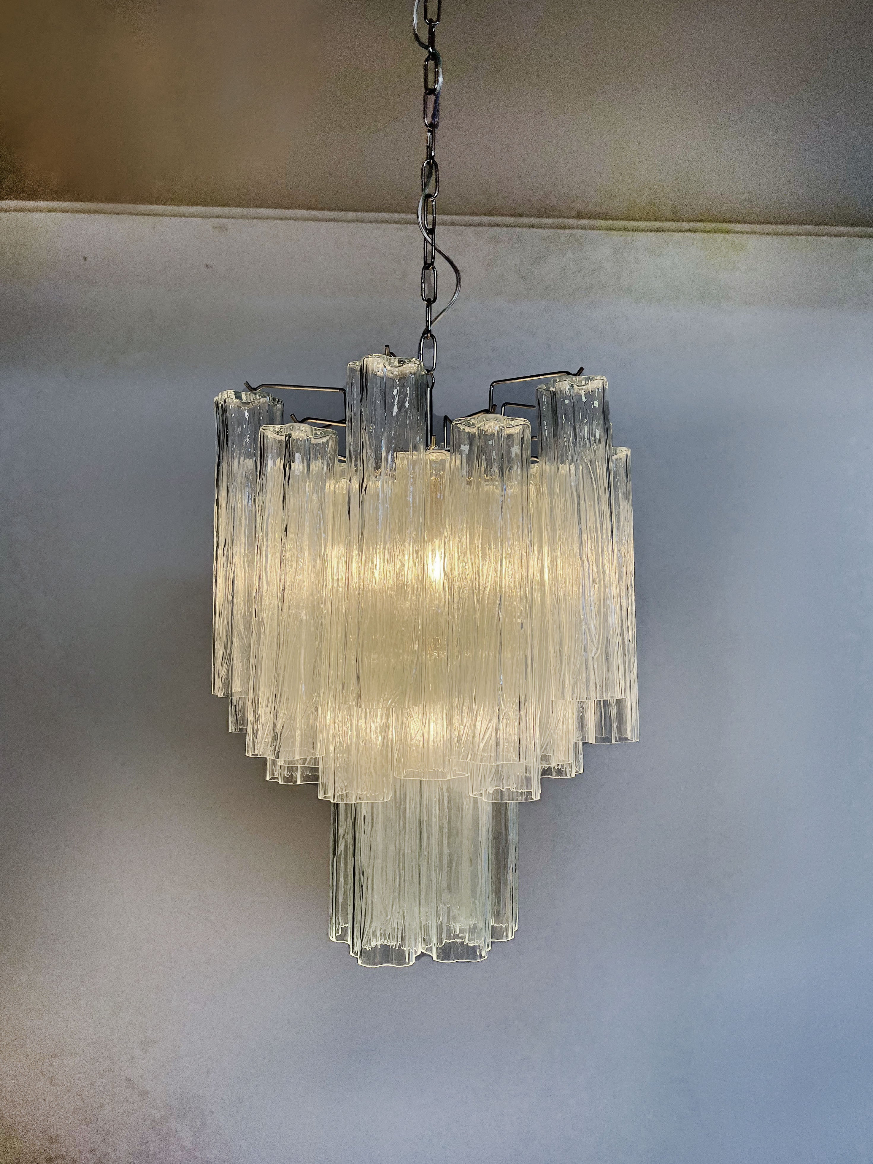 Mid-Century Murano Chandelier | Punto di Luce |  30 Clear Glass Tubes