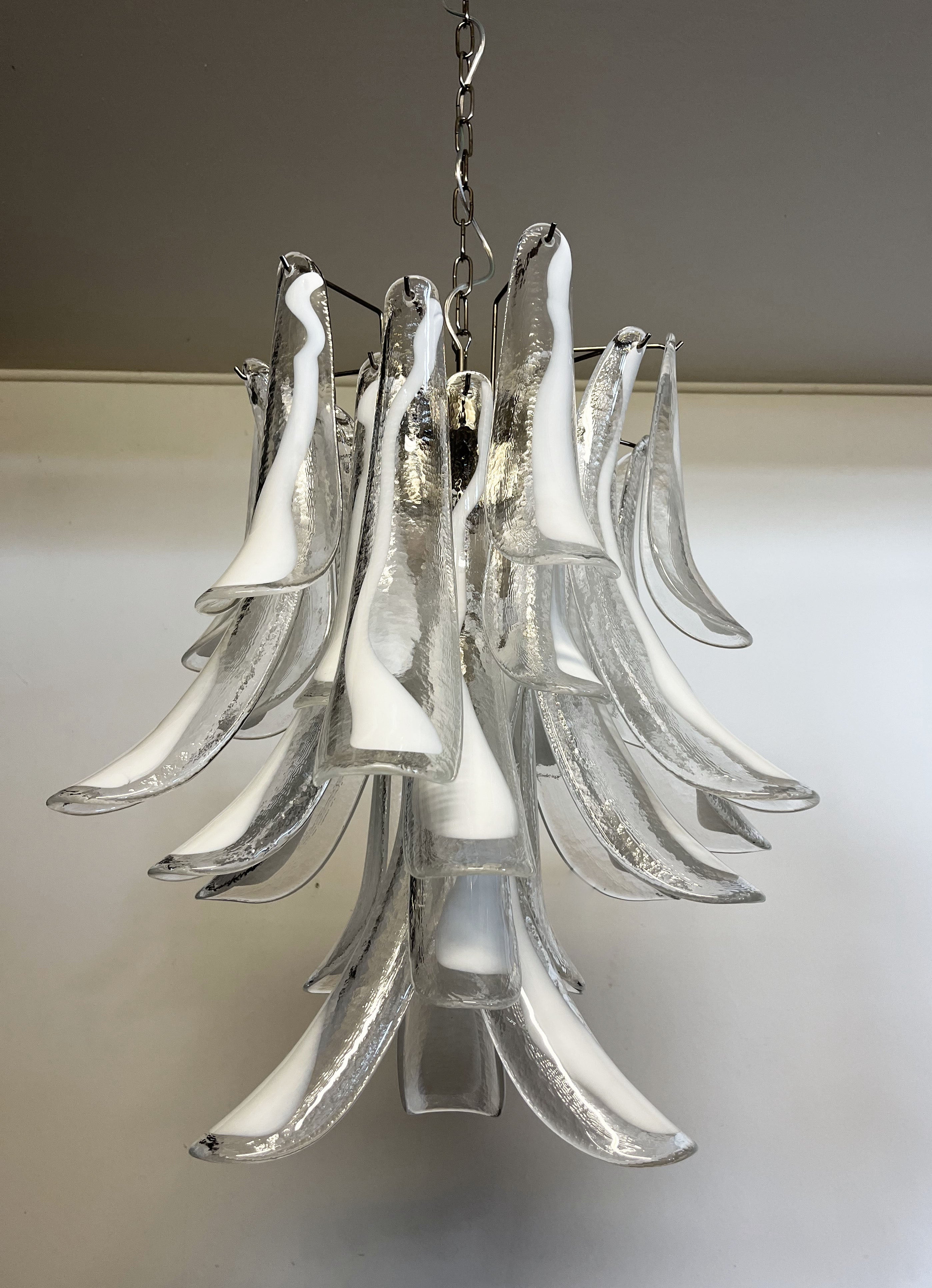 Mid-Century Murano Chandelier | Punto di Luce |  30 Clear Petal Glass