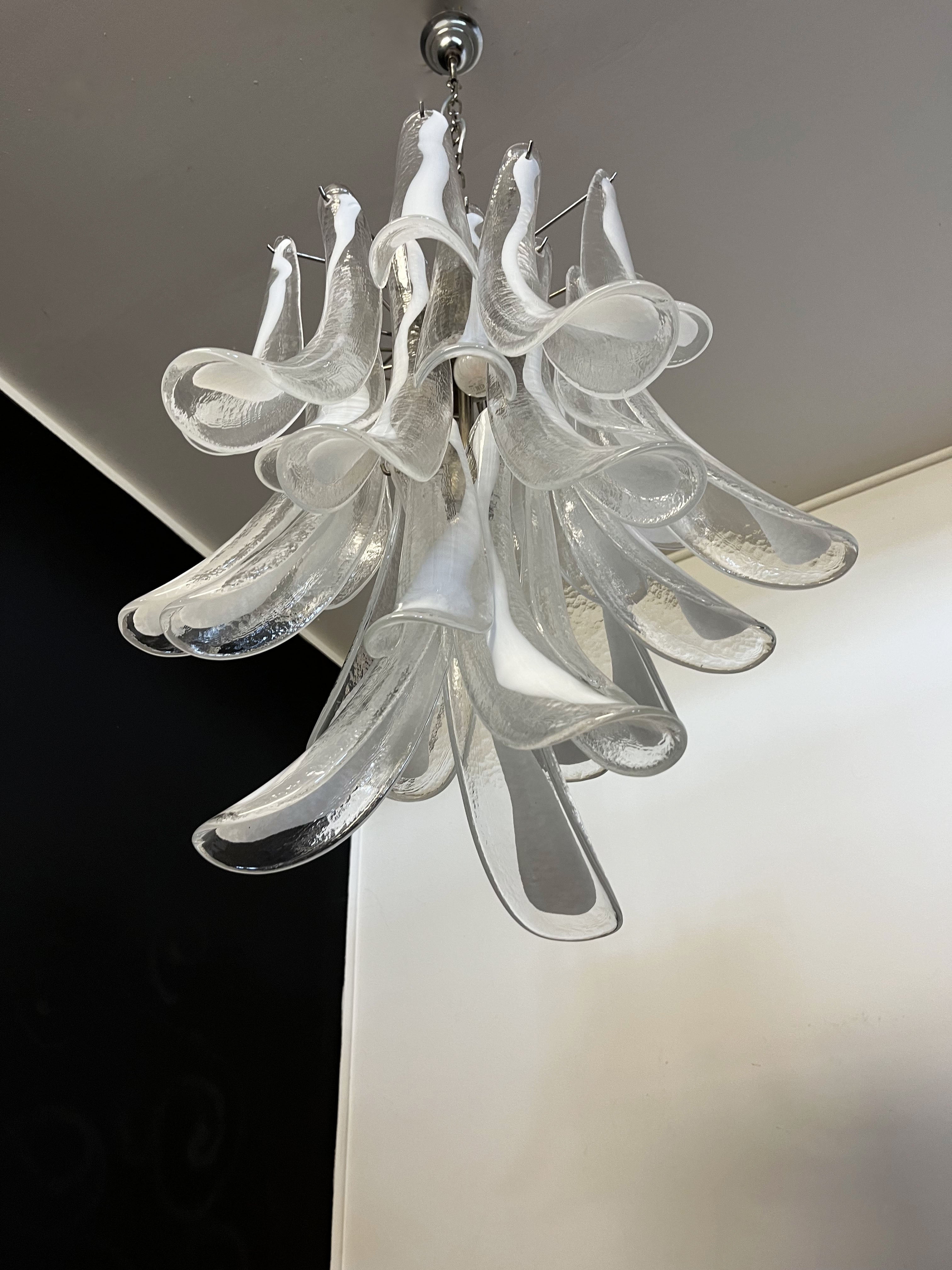 Mid-Century Murano Chandelier | Punto di Luce |  30 Clear Petal Glass