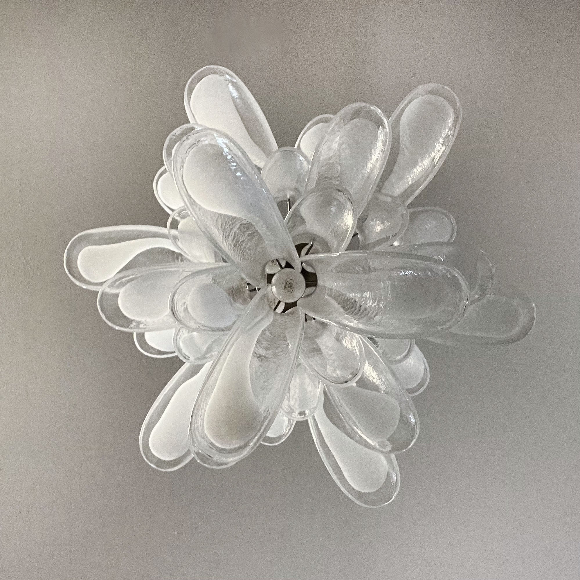 Mid-Century Murano Chandelier | Punto di Luce |  30 Clear Petal Glass