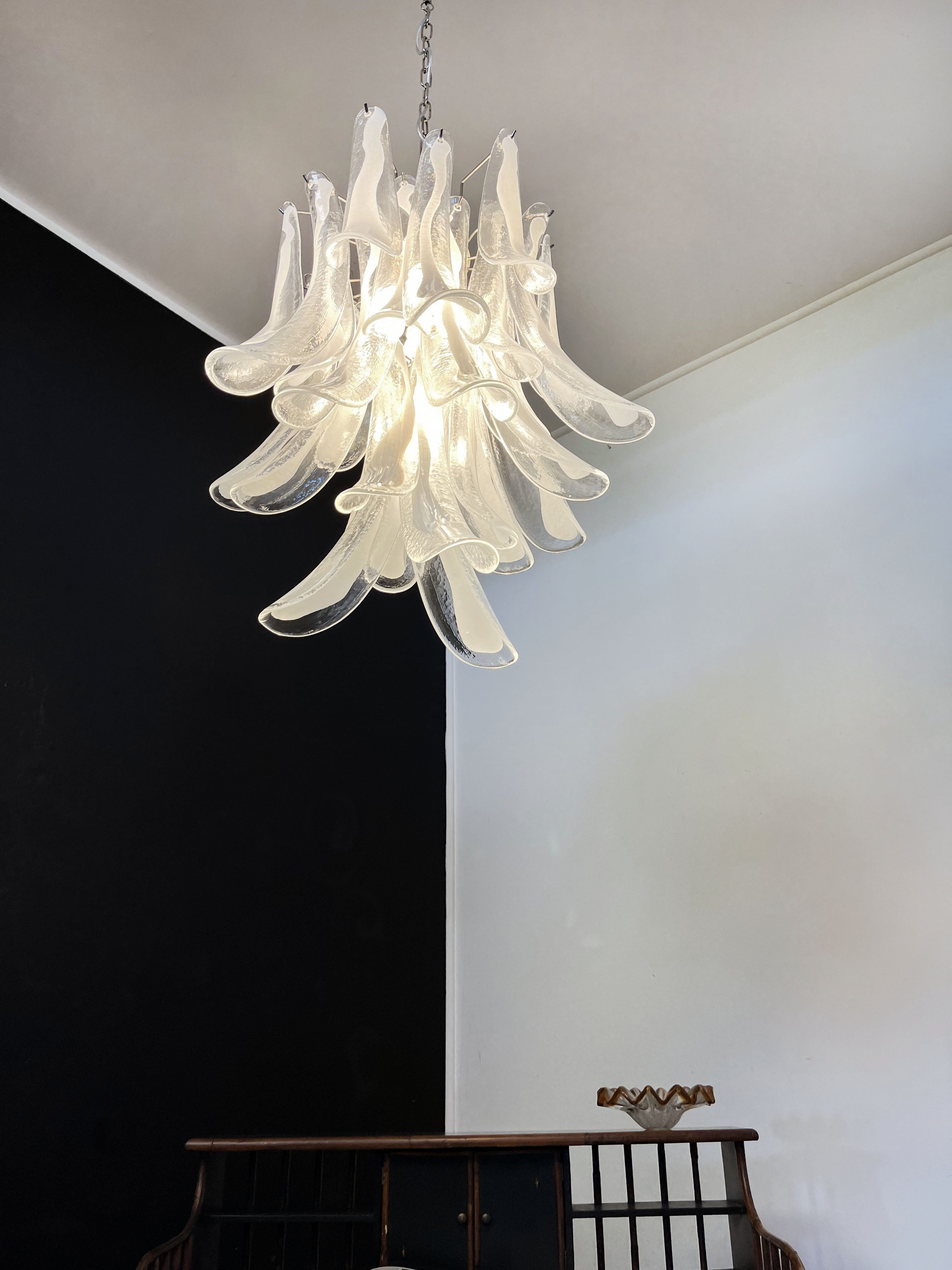 Mid-Century Murano Chandelier | Punto di Luce |  30 Clear Petal Glass