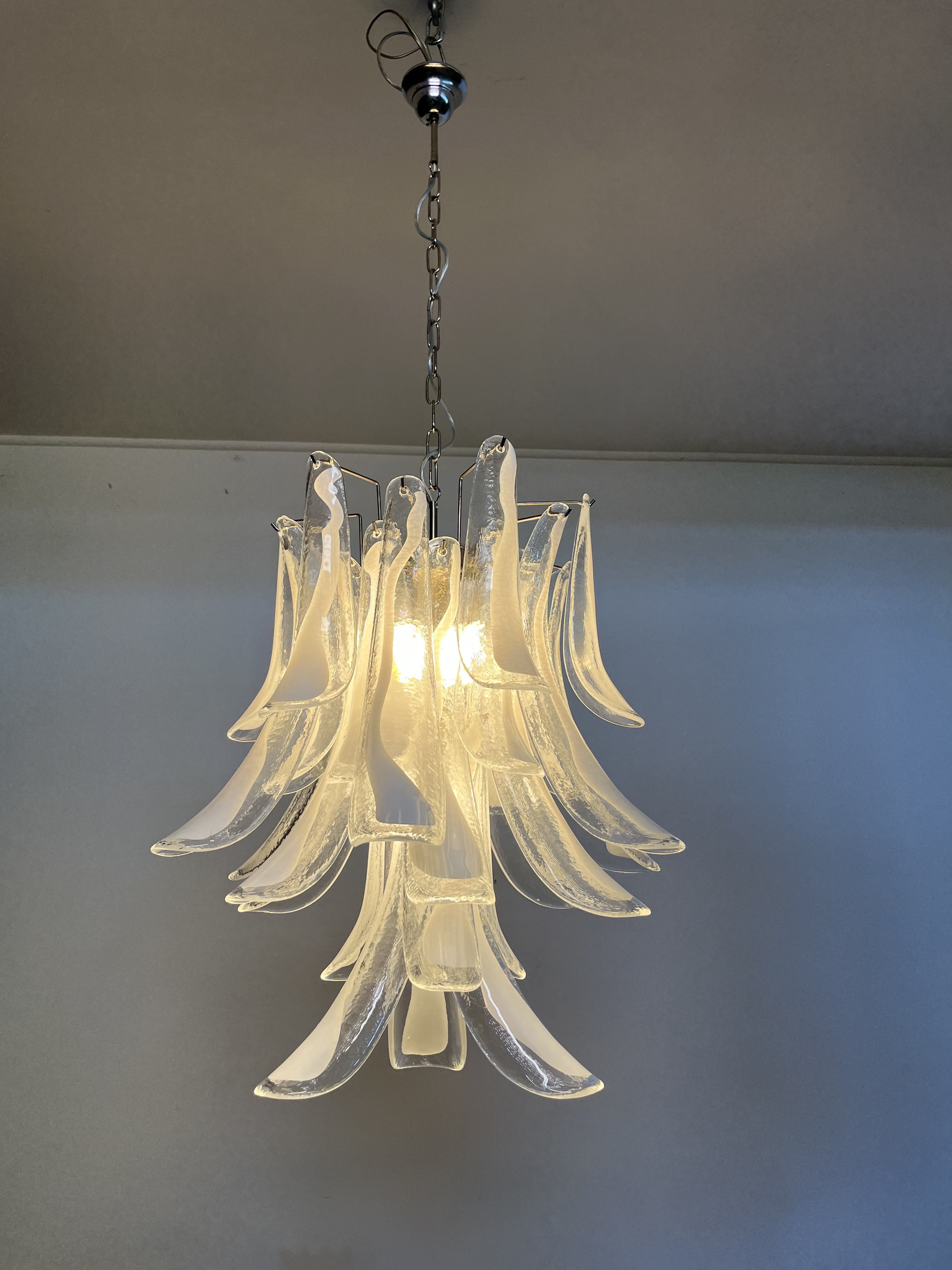 Mid-Century Murano Chandelier | Punto di Luce |  30 Clear Petal Glass