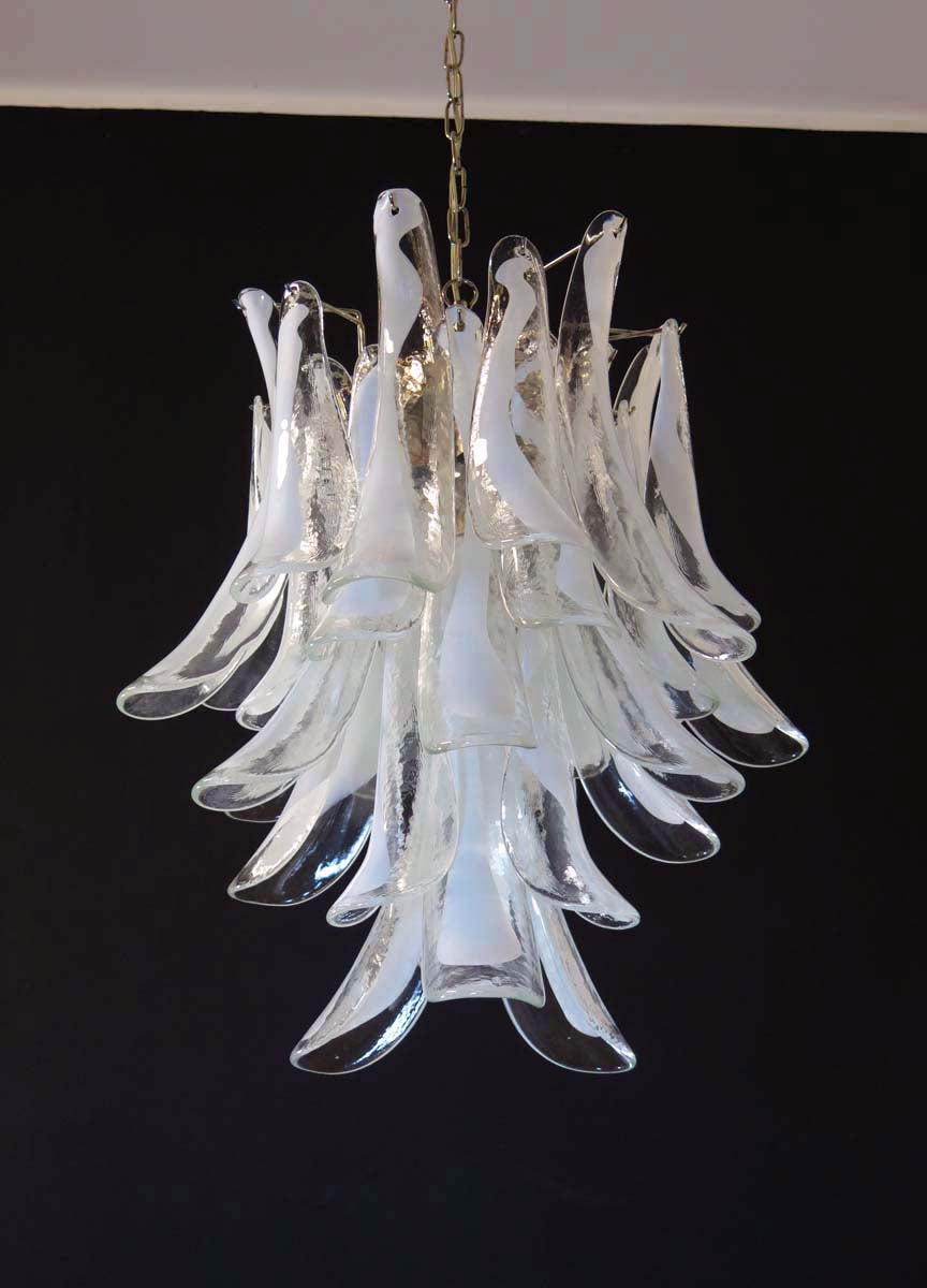 Mid-Century Murano Chandelier | Punto di Luce |  30 Clear Petal Glass