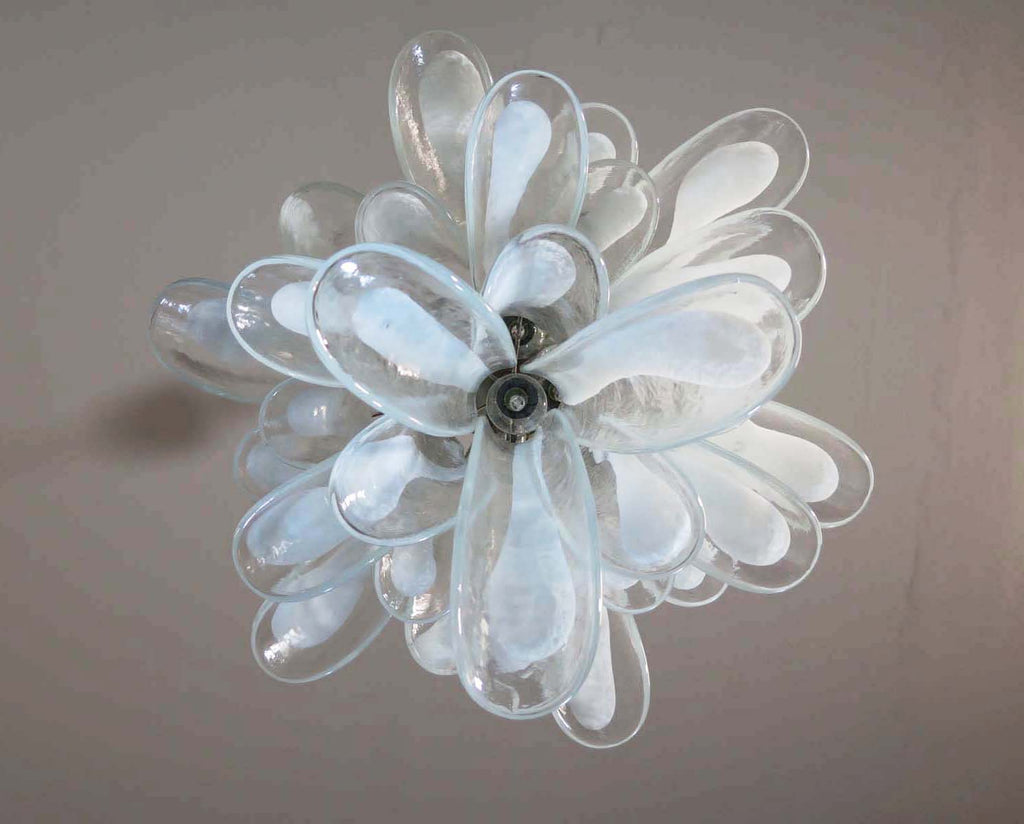 Mid-Century Murano Chandelier | Punto di Luce |  30 Clear Petal Glass