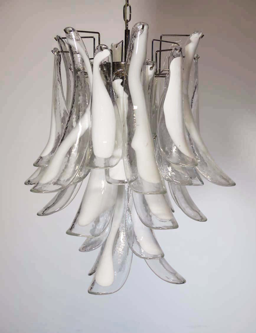 Mid-Century Murano Chandelier | Punto di Luce |  30 Clear Petal Glass