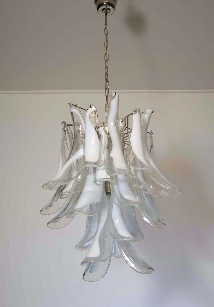 Mid-Century Murano Chandelier | Punto di Luce |  30 Clear Petal Glass