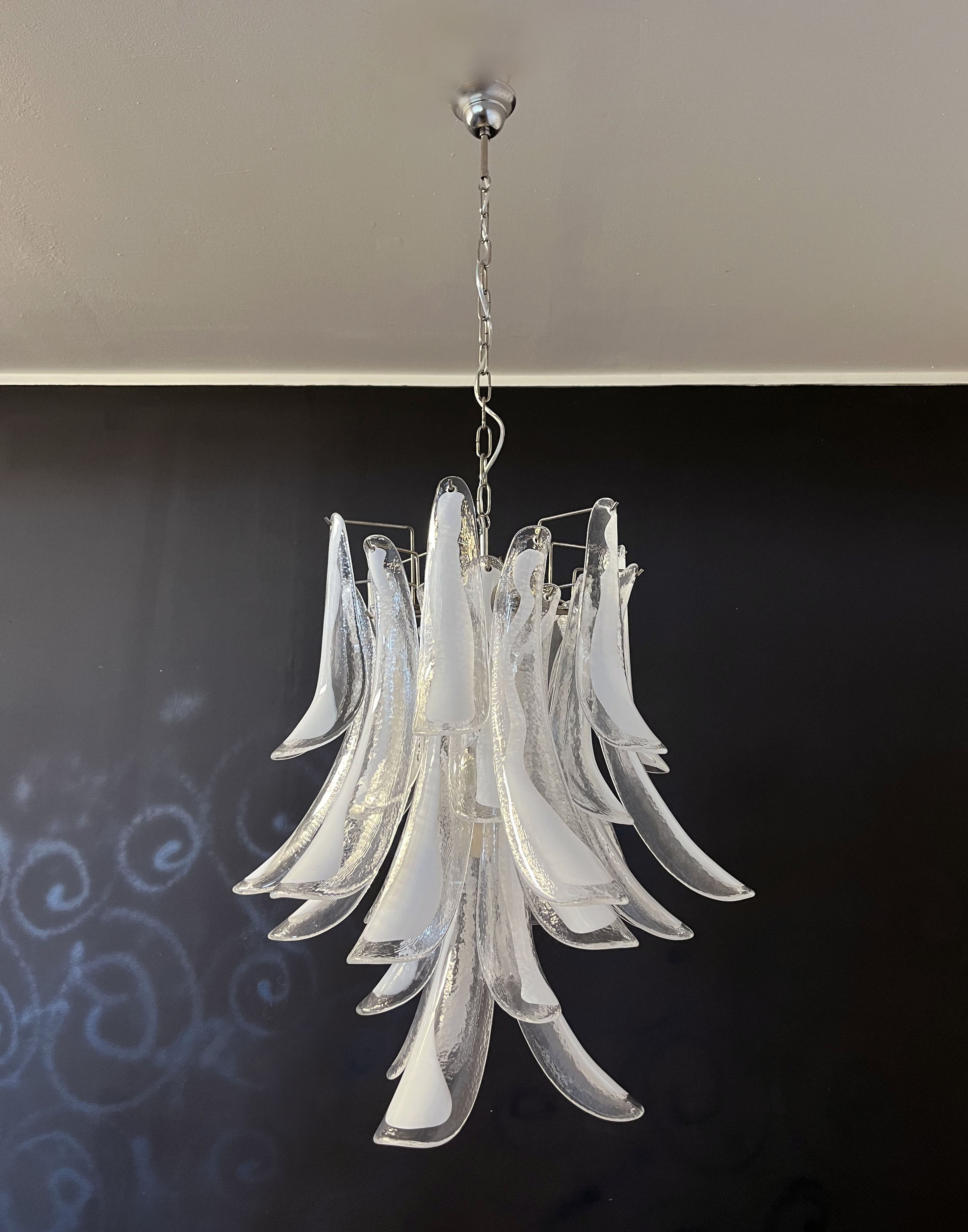 Mid-Century Murano Chandelier | Punto di Luce |  30 Clear Petal Glass