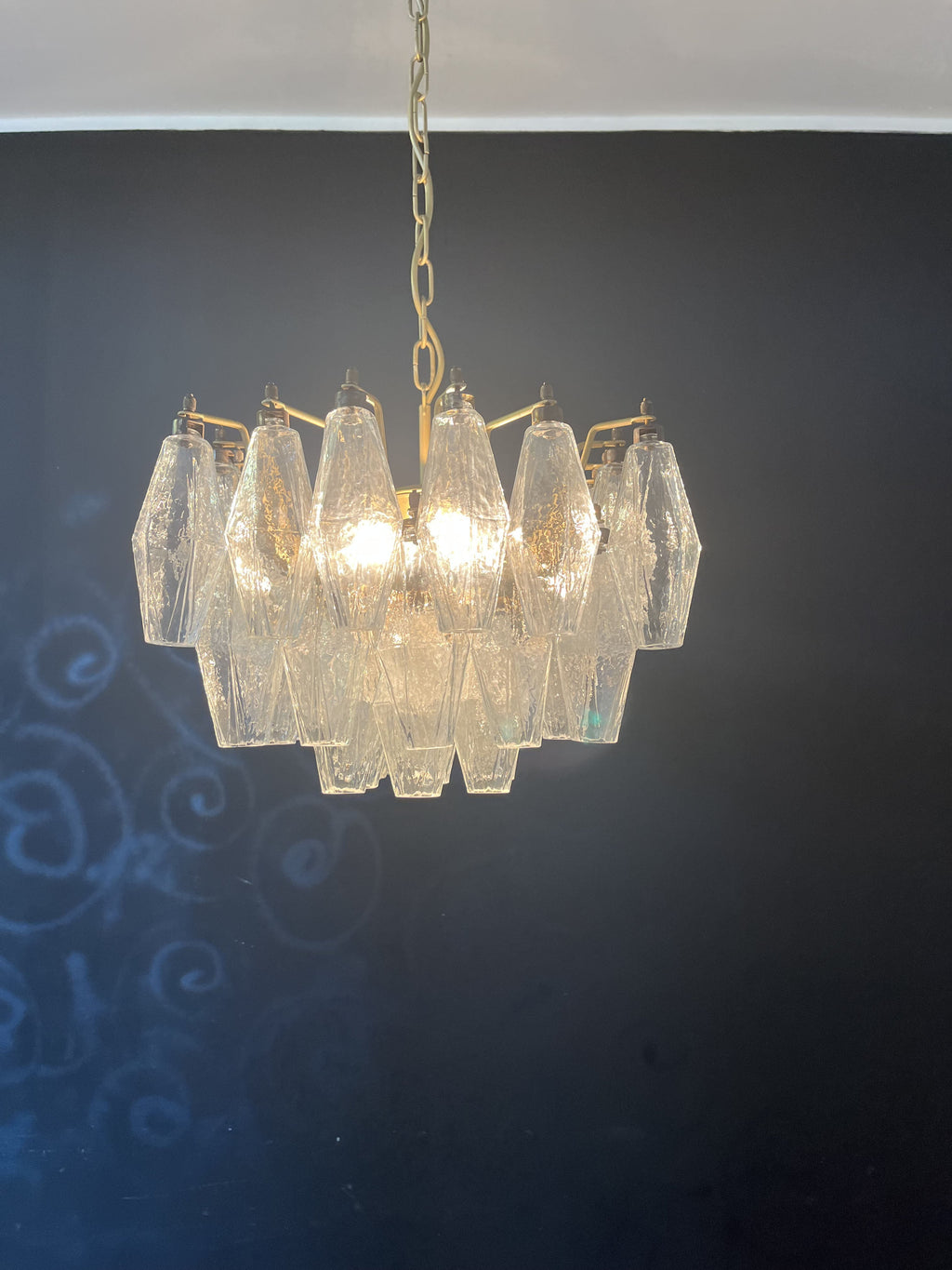 Mid-Century Murano Chandelier | Punto di Luce |  56 Clear Poliedri Glass