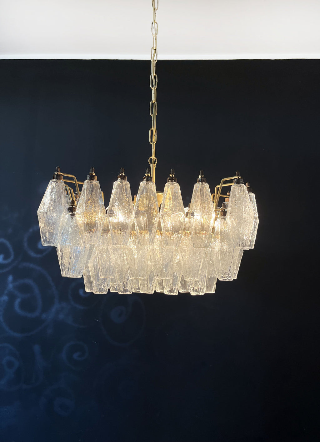 Mid-Century Murano Chandelier | Punto di Luce |  56 Clear Poliedri Glass