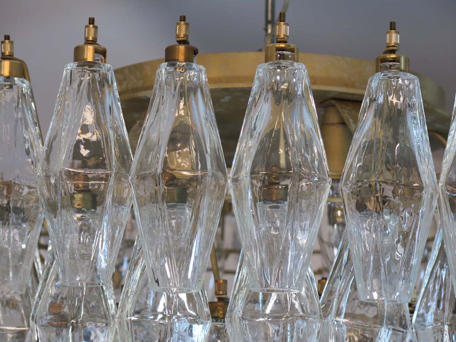 Mid-Century Murano Ceiling Lamp | Punto di Luce |  84 Clear Poliedri Glass