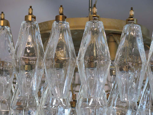 Mid-Century Murano Ceiling Lamp | Punto di Luce |  84 Clear Poliedri Glass