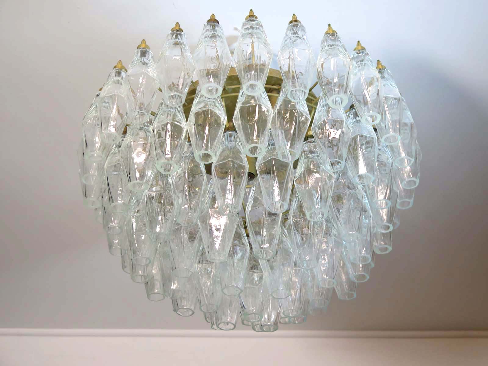 Mid-Century Murano Ceiling Lamp | Punto di Luce |  84 Clear Poliedri Glass
