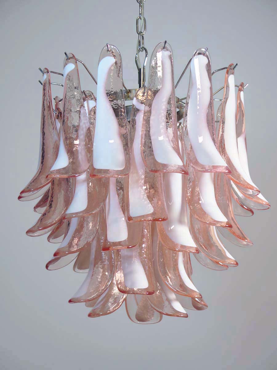 Mid-Century Murano Chandelier | Punto di Luce |  41 Pink Petal Glass