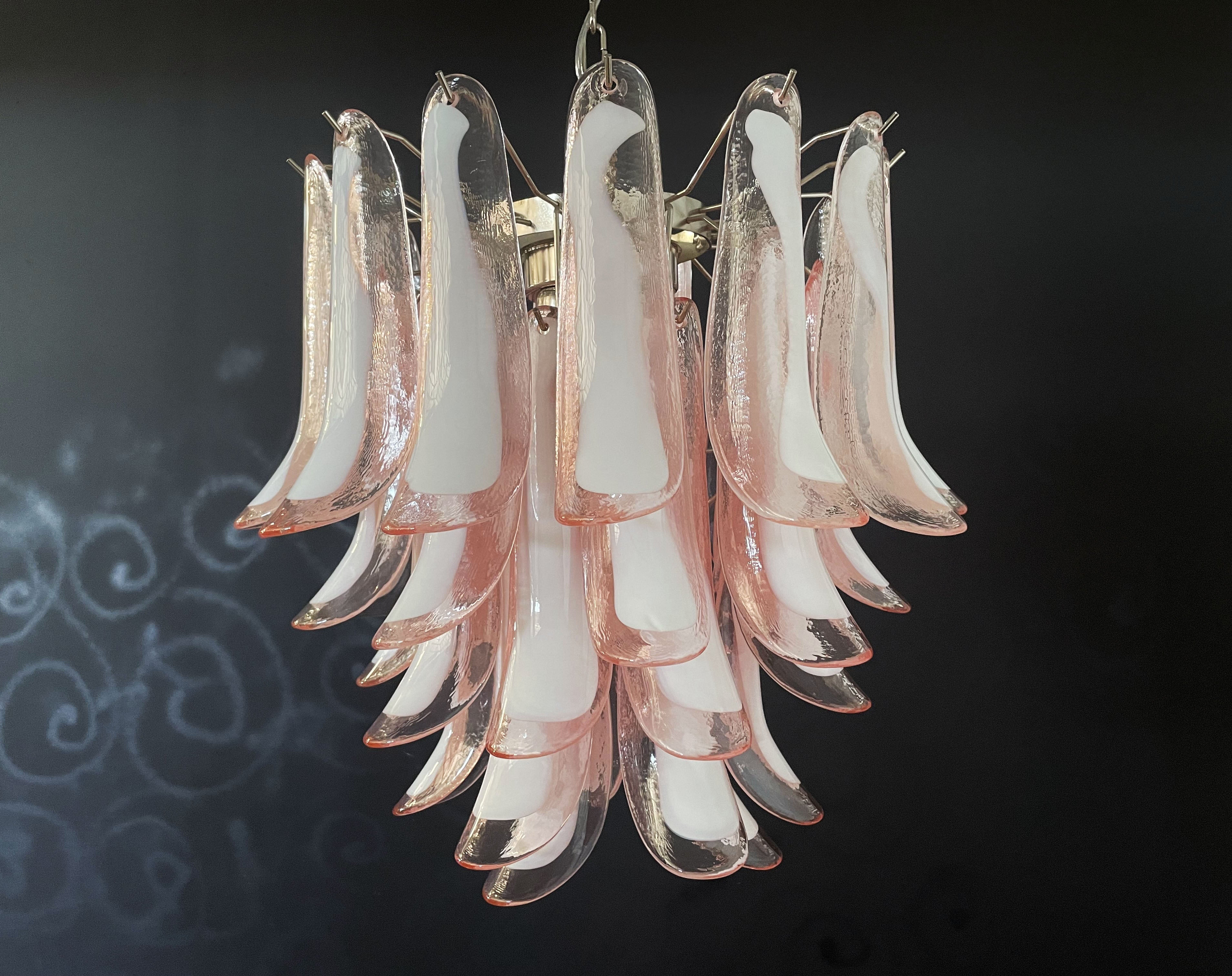 Mid-Century Murano Chandelier | Punto di Luce |  41 Pink Petal Glass