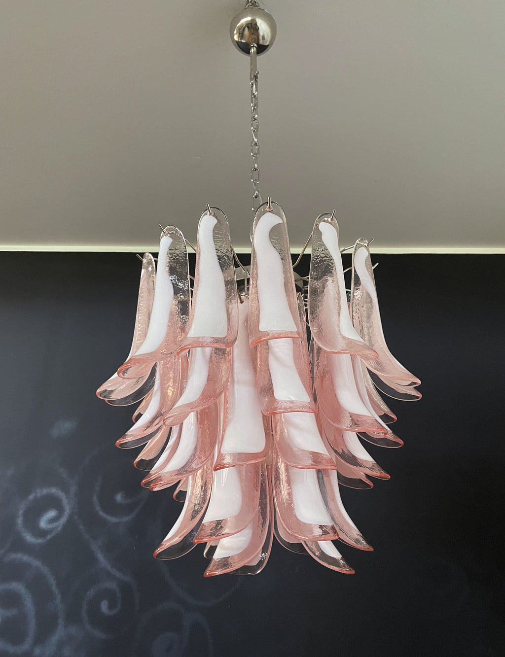 Mid-Century Murano Chandelier | Punto di Luce |  41 Pink Petal Glass