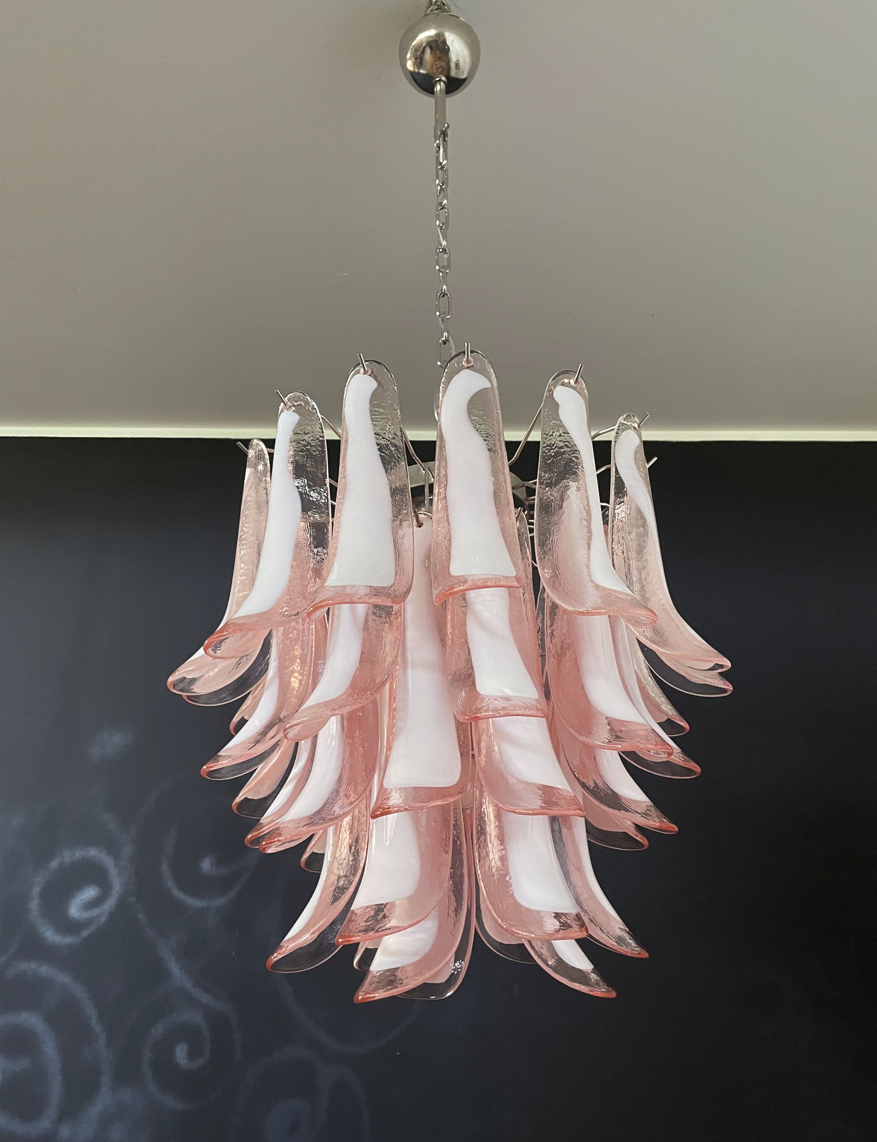 Mid-Century Murano Chandelier | Punto di Luce |  41 Pink Petal Glass