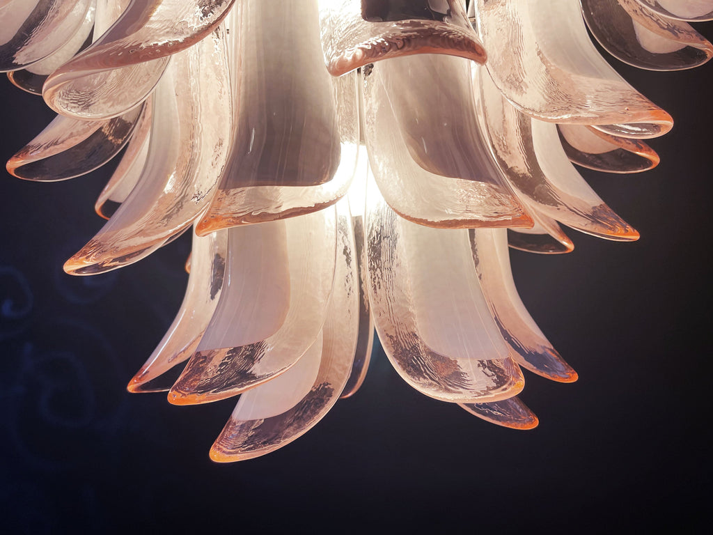 Mid-Century Murano Chandelier | Punto di Luce |  41 Pink Petal Glass