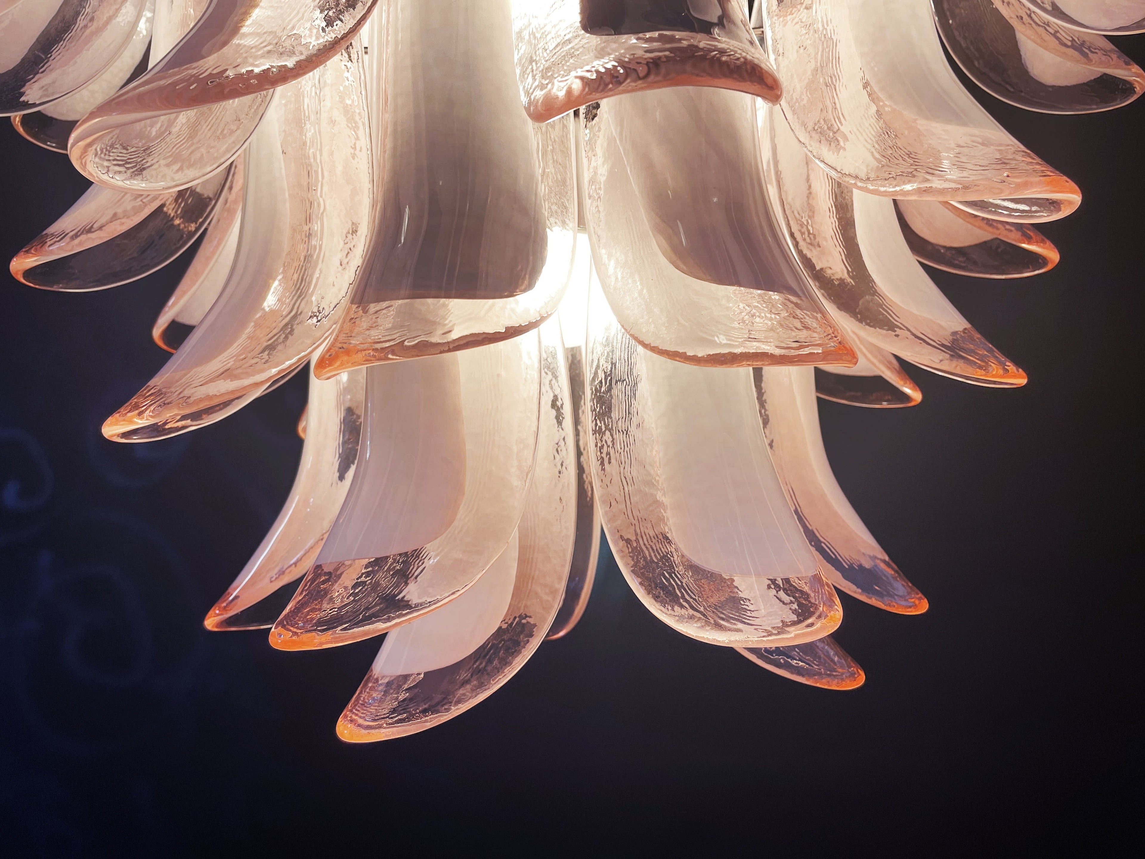 Mid-Century Murano Chandelier | Punto di Luce |  41 Pink Petal Glass