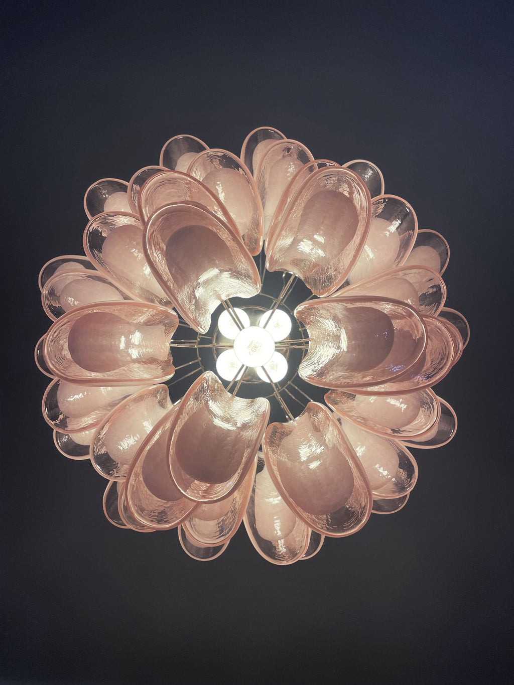 Mid-Century Murano Chandelier | Punto di Luce |  41 Pink Petal Glass