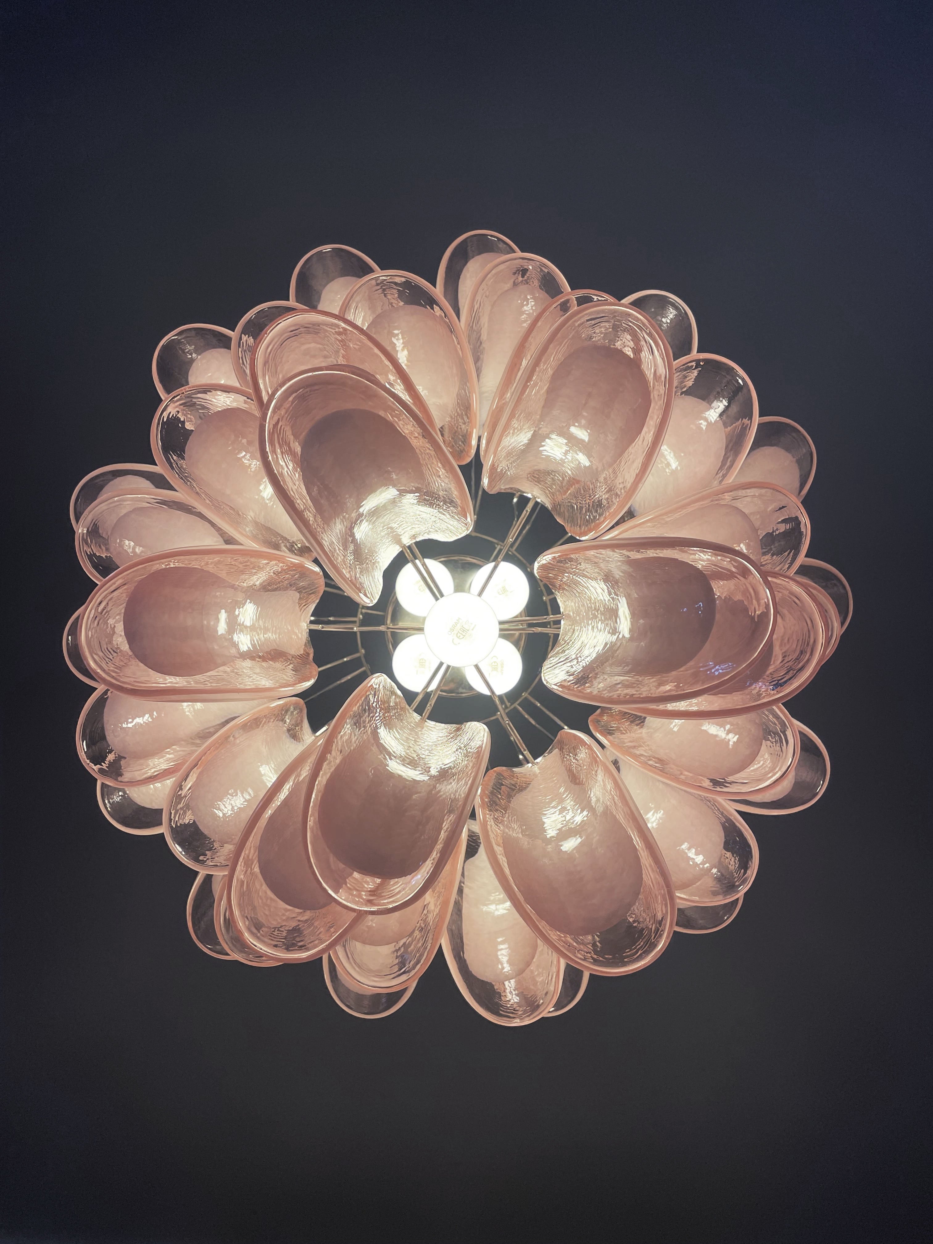 Mid-Century Murano Chandelier | Punto di Luce |  41 Pink Petal Glass