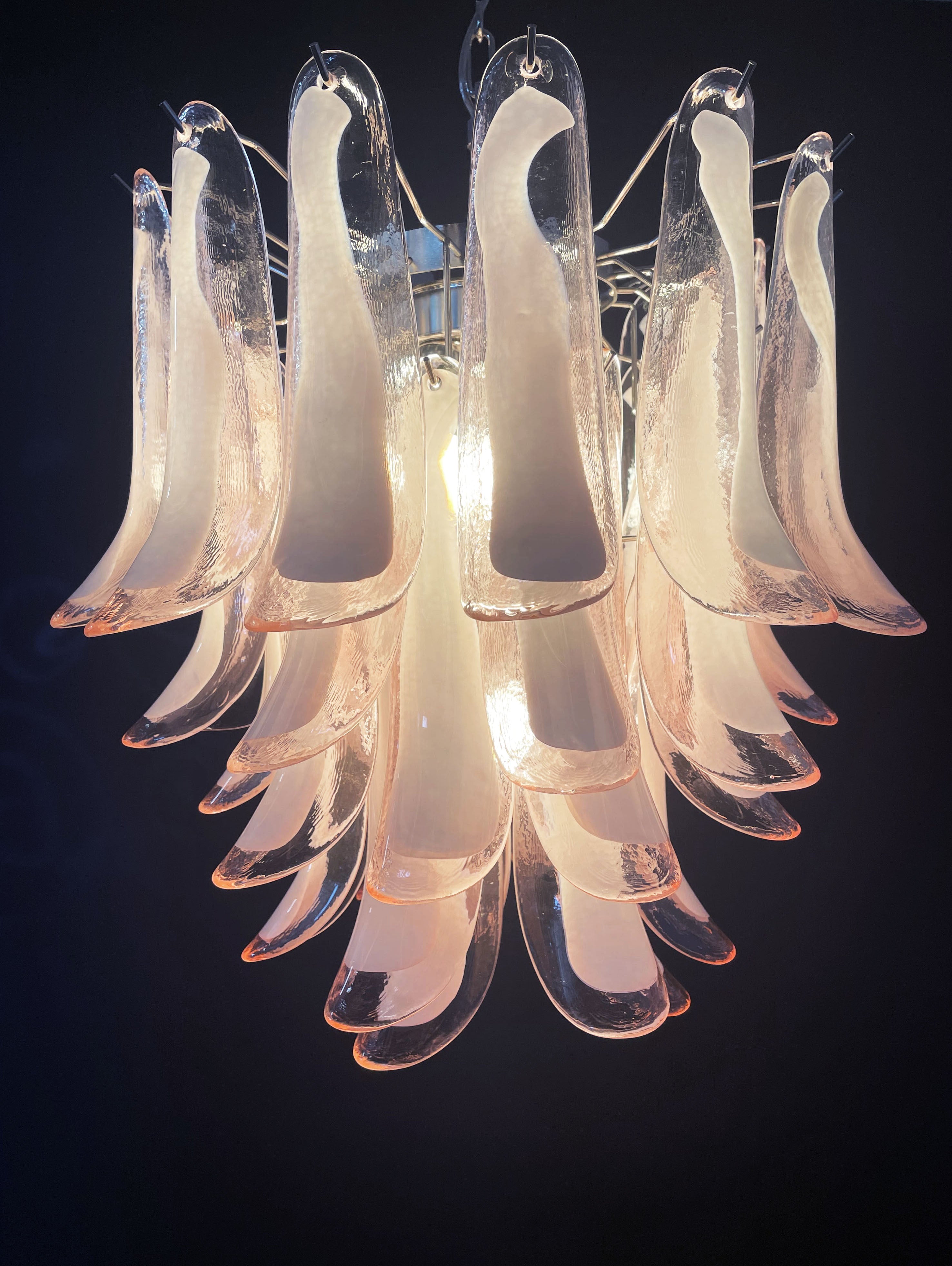 Mid-Century Murano Chandelier | Punto di Luce |  41 Pink Petal Glass