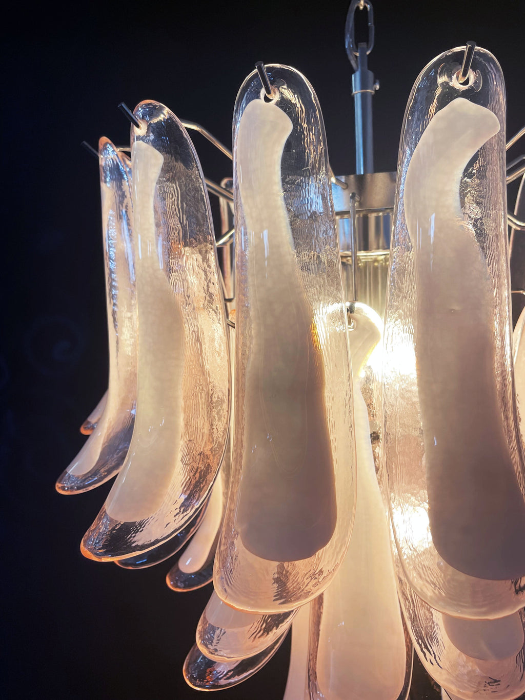 Mid-Century Murano Chandelier | Punto di Luce |  41 Pink Petal Glass