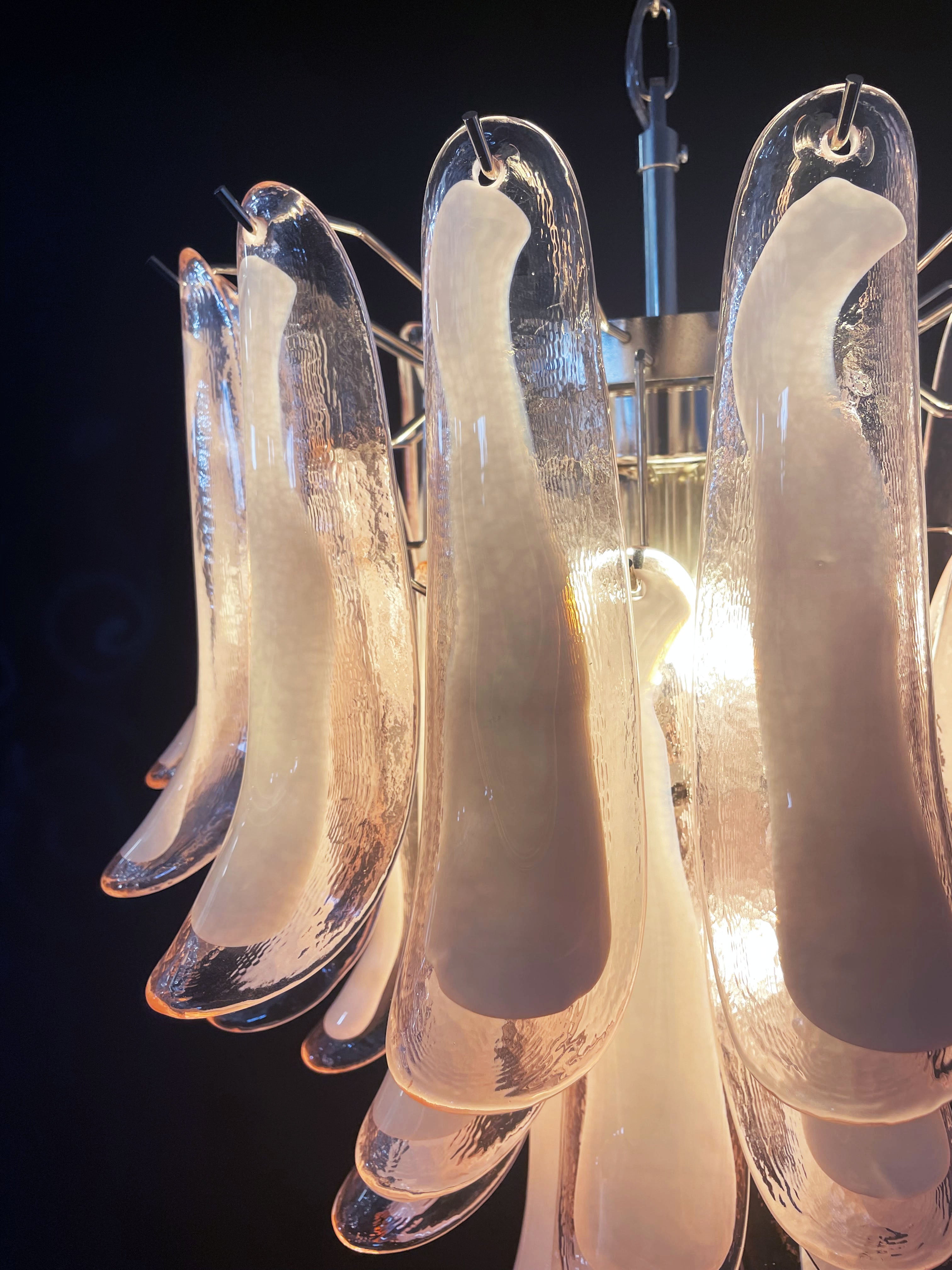 Mid-Century Murano Chandelier | Punto di Luce |  41 Pink Petal Glass